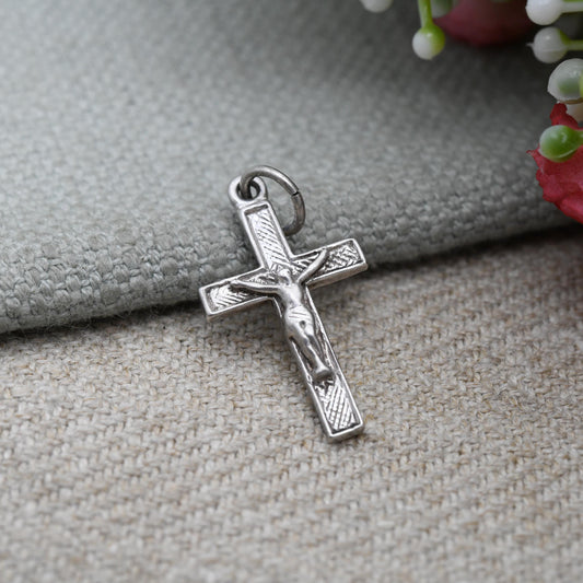 Vintage Sterling Silver Crucifix Pendant Charm INRI P & R Bushell - Religious Christian Jewellery | Gift for Pendant Necklace