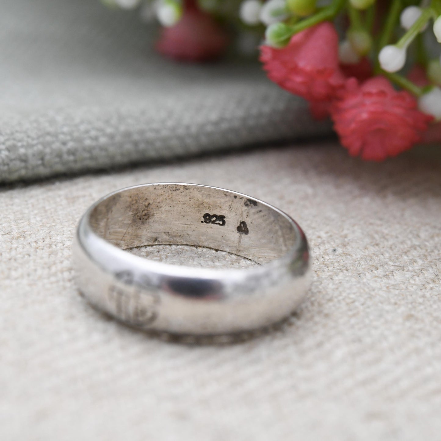 Vintage Sterling Silver Fu Symbol Chinese Good Fortune Ring - Unisex | Minimalist | UK Size - S 1/2 | US Size - 9 1/4