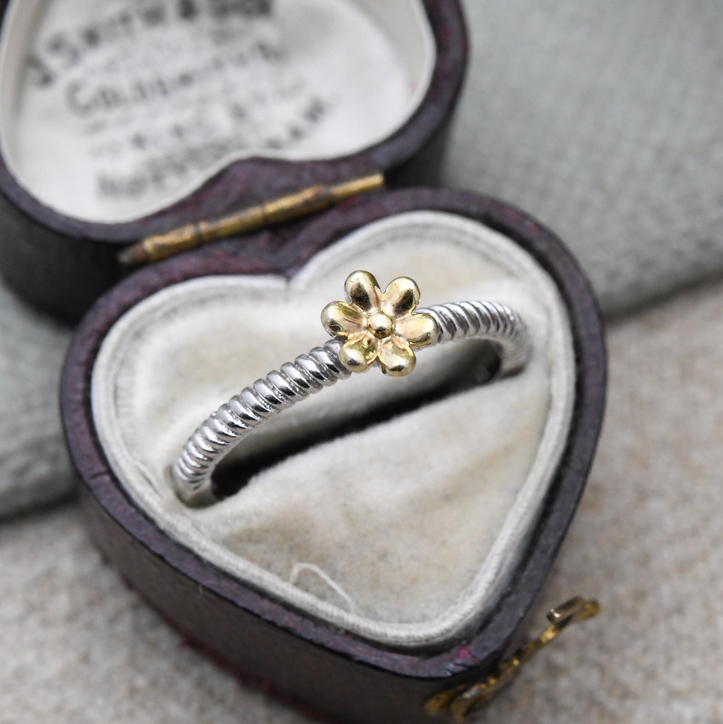 Vintage Sterling Silver Gold Plated Flower Ring TJC - Detailed Flower Floral Shape | Pretty Gift for Her | UK Size - N 1/2 | US Size - 6 3/4