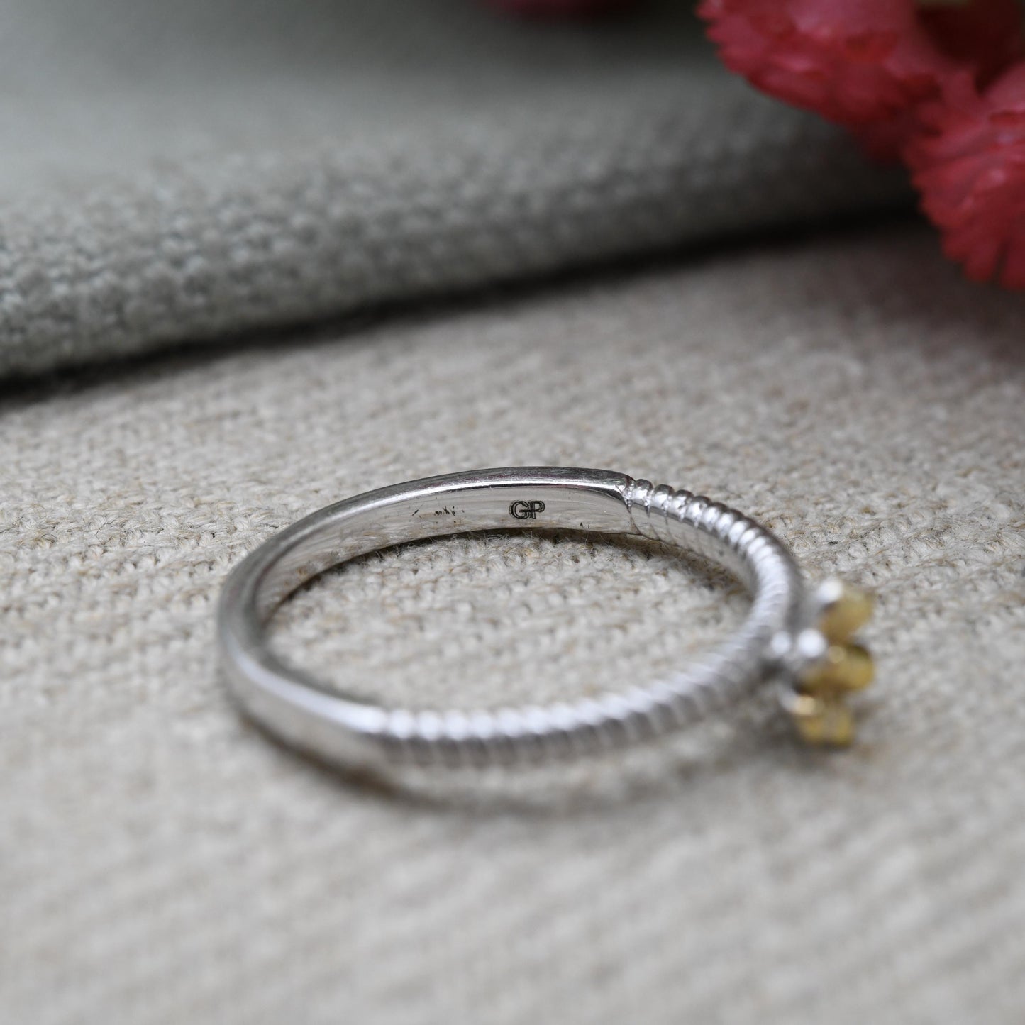 Vintage Sterling Silver Gold Plated Flower Ring TJC - Detailed Flower Floral Shape | Pretty Gift for Her | UK Size - N 1/2 | US Size - 6 3/4