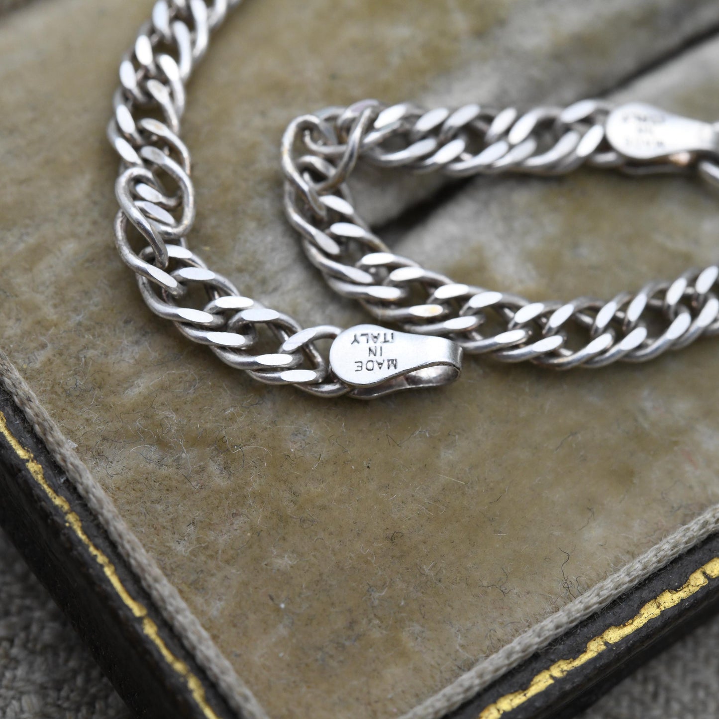 Milor Sterling Silver Chain Bracelet - Italian Double Flat Curb Links | Charm Bracelet | Gift for Him | Gift for Her