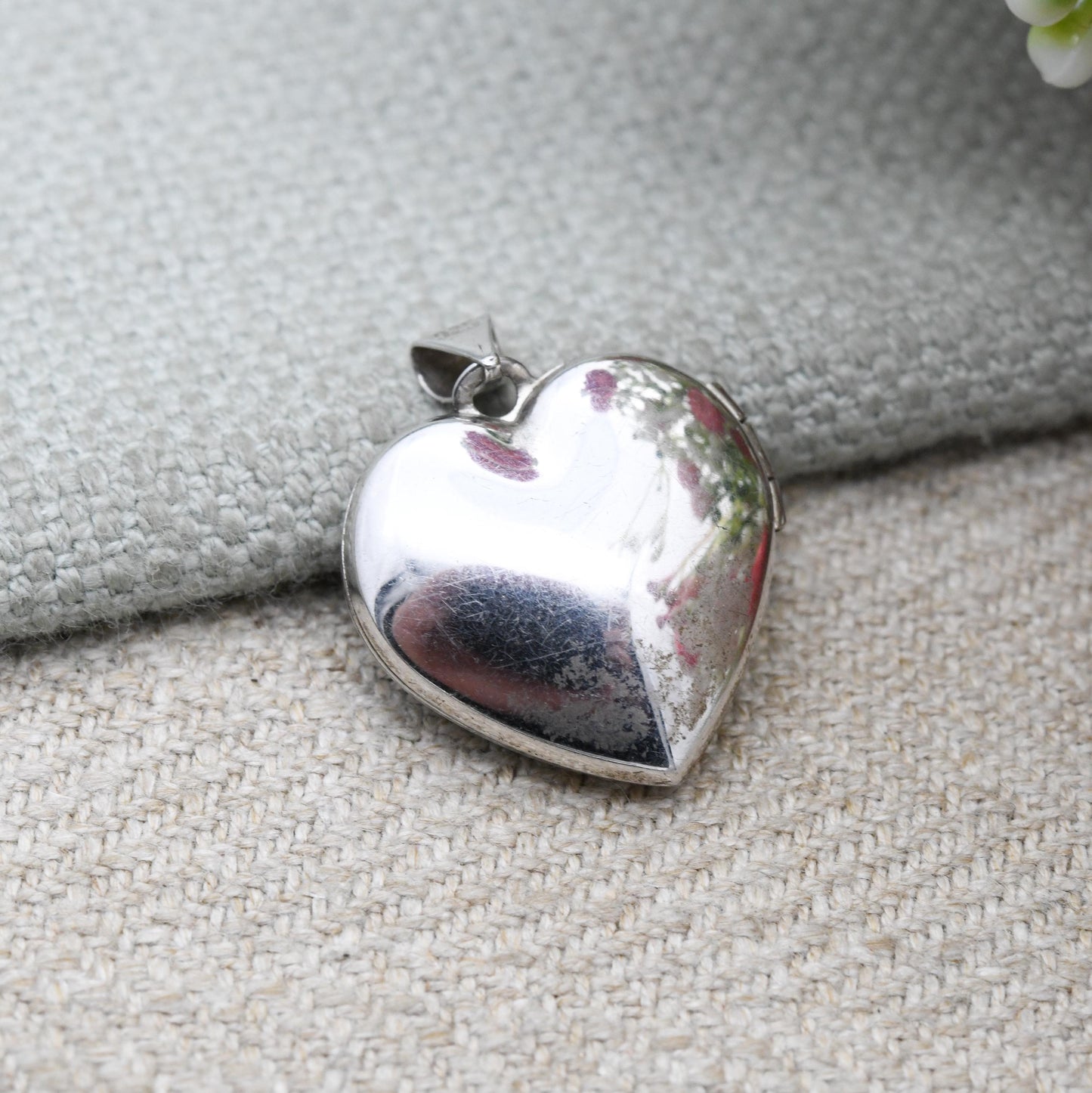 Vintage Sterling Silver Heart Locket Pendant with Engraved and Textured Floral Design - Love Heart Shape Locket | Gift for Her Necklace