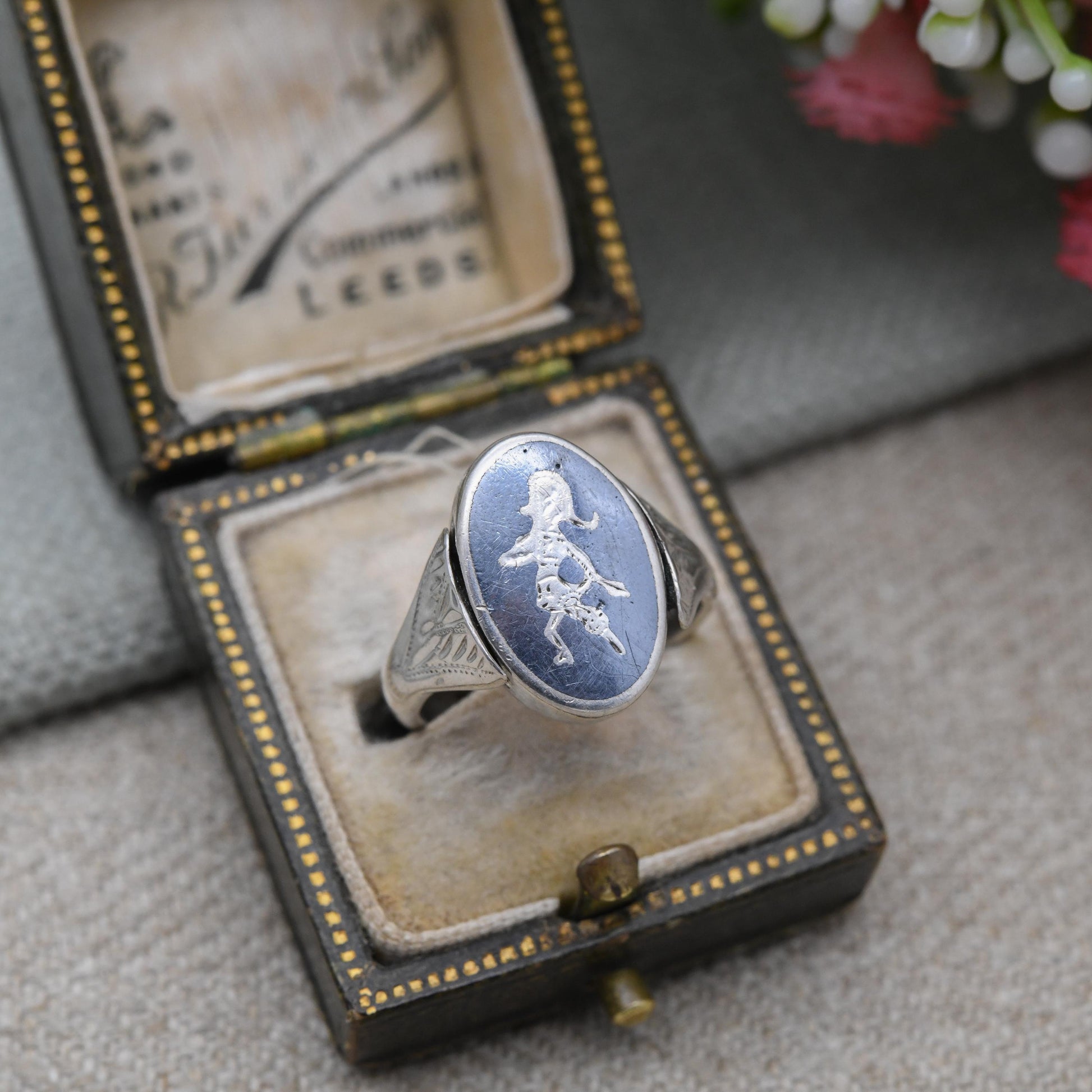 Vintage Silver Niello Siam Flip Ring - Double Sided Thailand Dancer God Jewellery | UK Size - L | US Size - 5 3/4