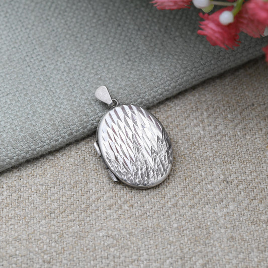 Vintage Sterling Silver Locket Pendant by Joseph Smith & Sons - Mid-Century Textured Engraved Locket | Pretty Gift for Her Necklace Stack