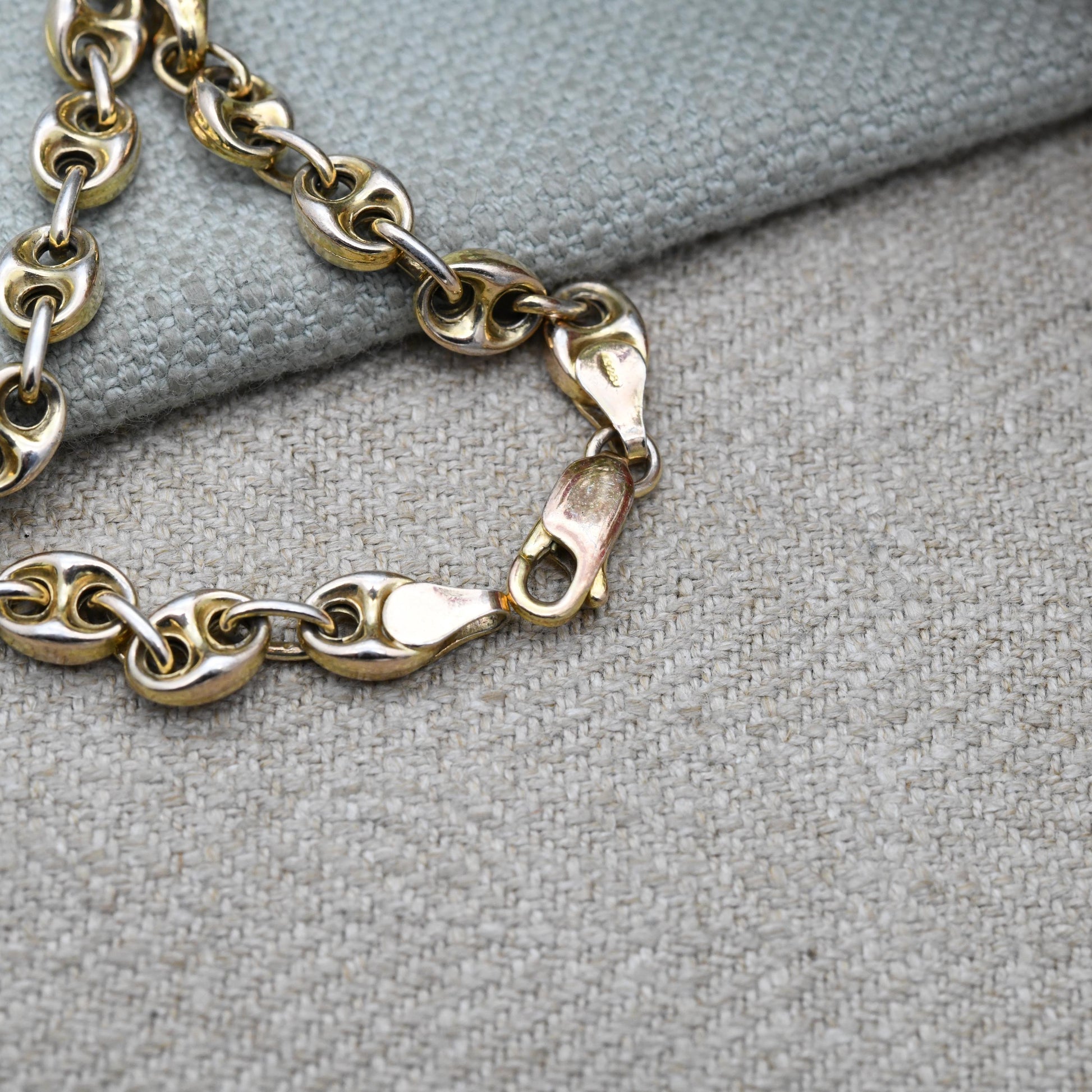 Italian Gold Plated and Sterling Silver Mariner Link Chain Bracelet Anchor Chain - Chunky Link Bracelet | Gift for Boyfriend | for Brother