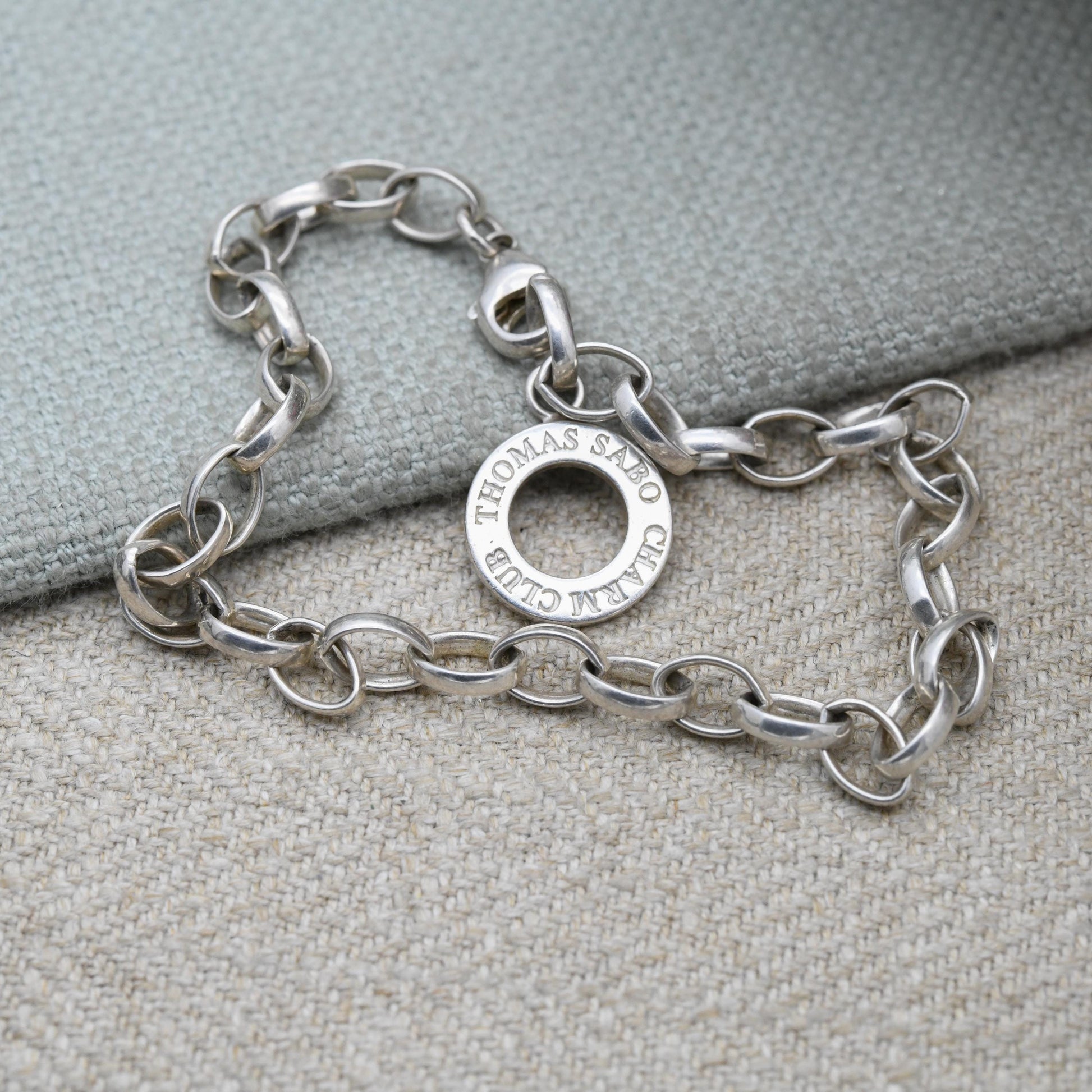 Sterling Silver Thomas Sabo Iconic Charm Bracelet with Charm Club Ring - Cable Links Chain | Gift for Her