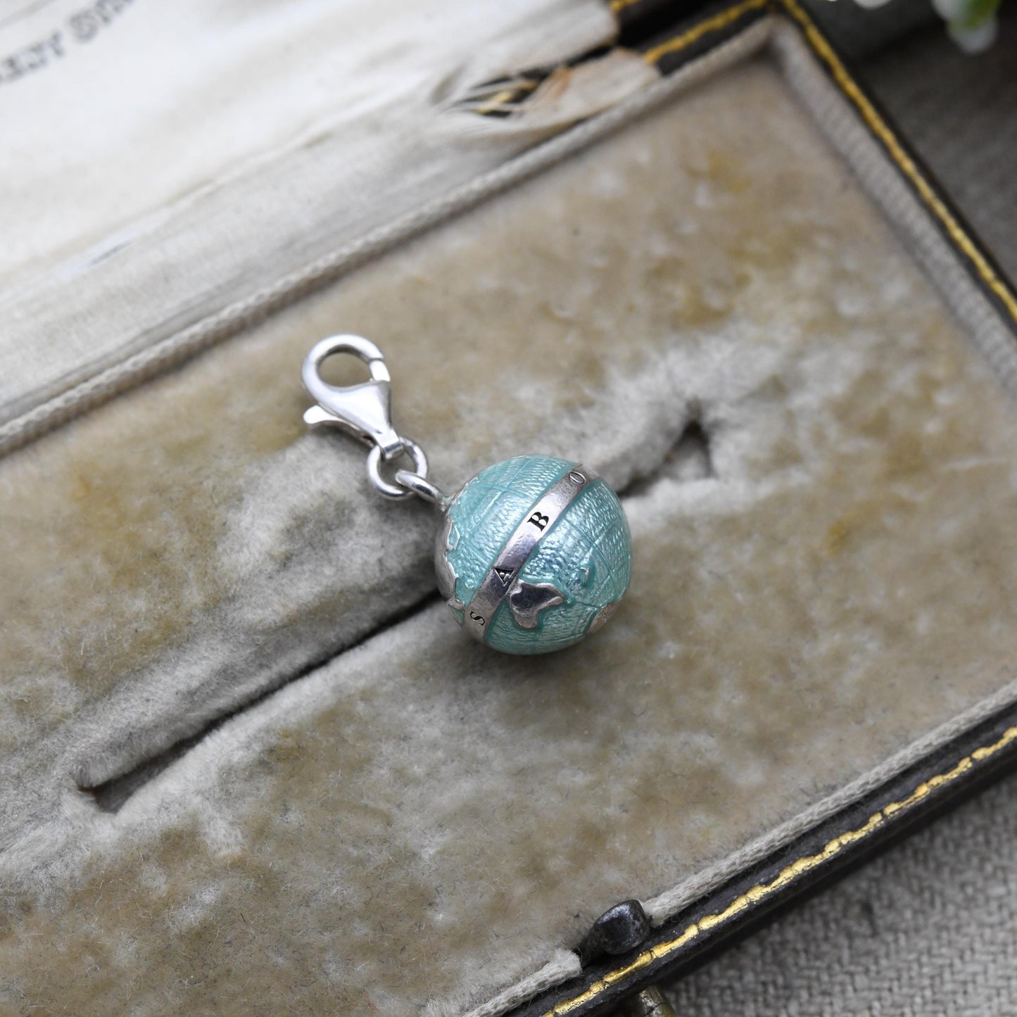 Thomas Sabo Sterling Silver Globe Charm Pendant with Blue Enamel and Inscription - World Map Travel Charm | Gift for Charm Bracelet Necklace
