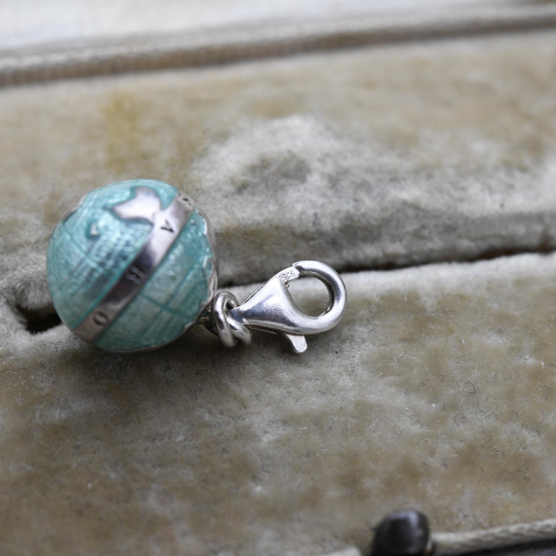 Thomas Sabo Sterling Silver Globe Charm Pendant with Blue Enamel and Inscription - World Map Travel Charm | Gift for Charm Bracelet Necklace