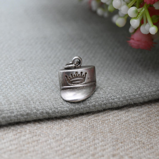 Vintage Sterling Silver Royal Hat Charm Pendant - Royalty Cap | Crown Detail | England Souvenir | Gift for Charm Bracelet