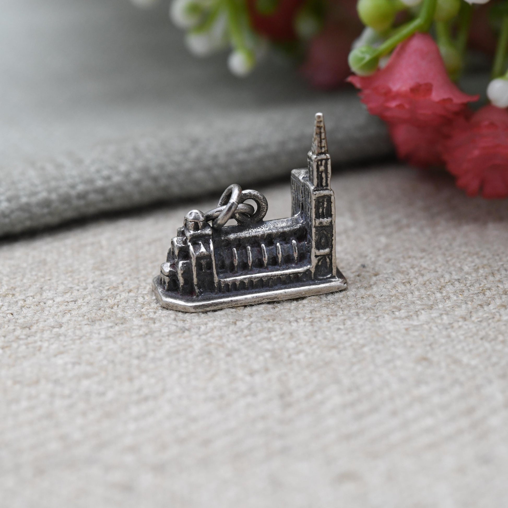 Vintage Sterling Silver Strasbourg Cathedral Charm Pendant - Church | Religious | France Travel Souvenir Gift for Charm Bracelet