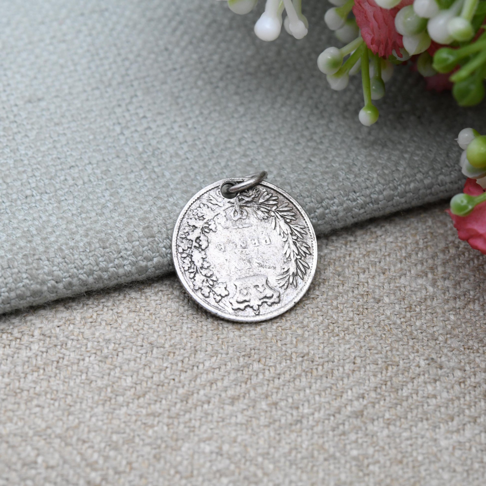 Antique Victorian Sterling Silver Six Pence Coin Charm Pendant - Queen Victoria Young Head | Solid Silver Coin Jewellery