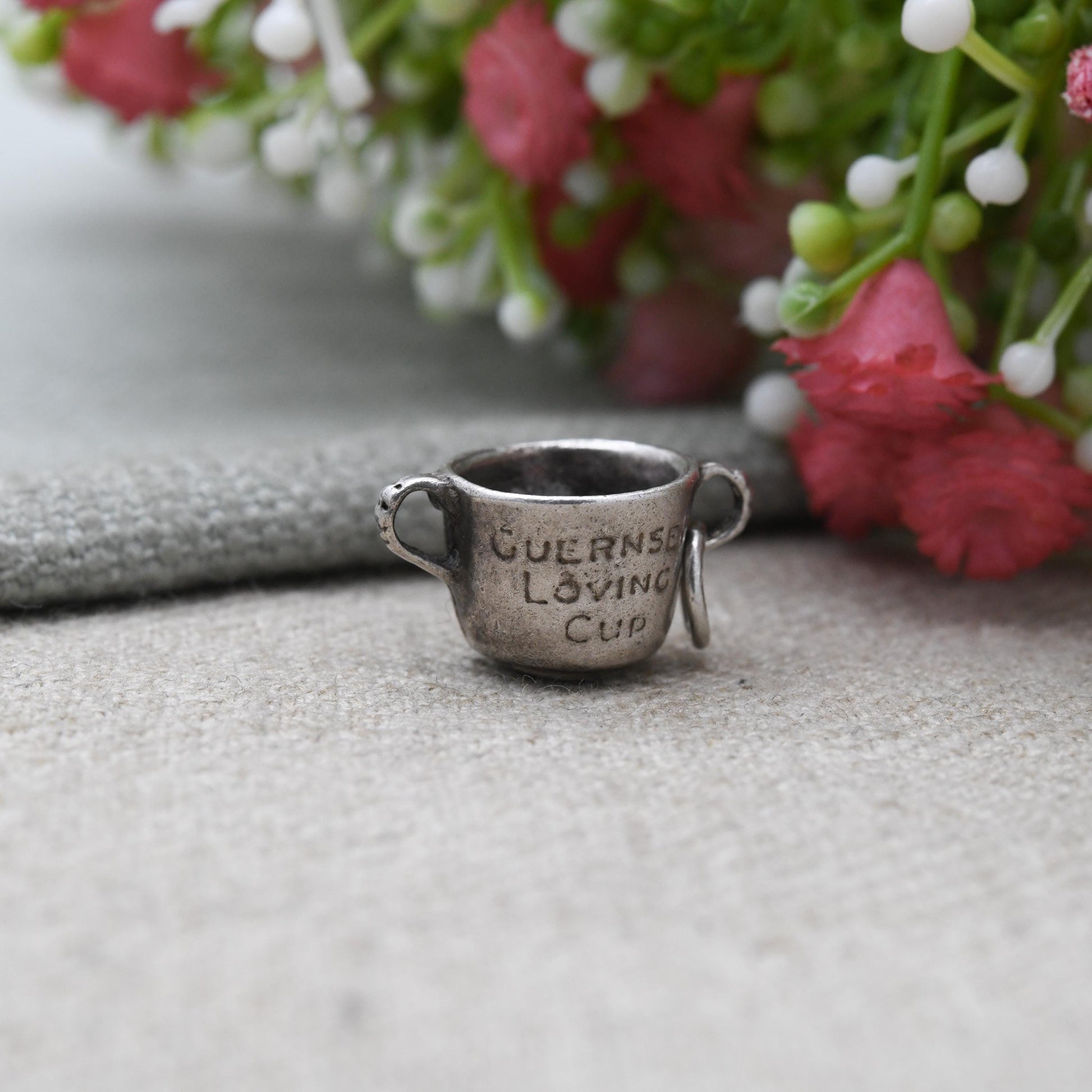 Vintage Sterling Silver Guernsey Loving Cup Charm Pendant - Timeless Traditional Heirloom | Baptism Present | Gift for Charm Bracelet