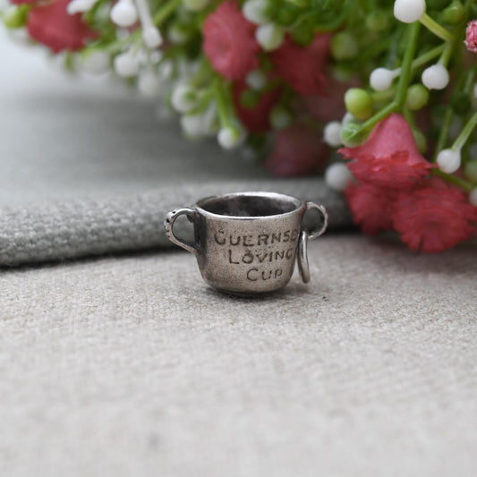 Vintage Sterling Silver Guernsey Loving Cup Charm Pendant - Timeless Traditional Heirloom | Baptism Present | Gift for Charm Bracelet