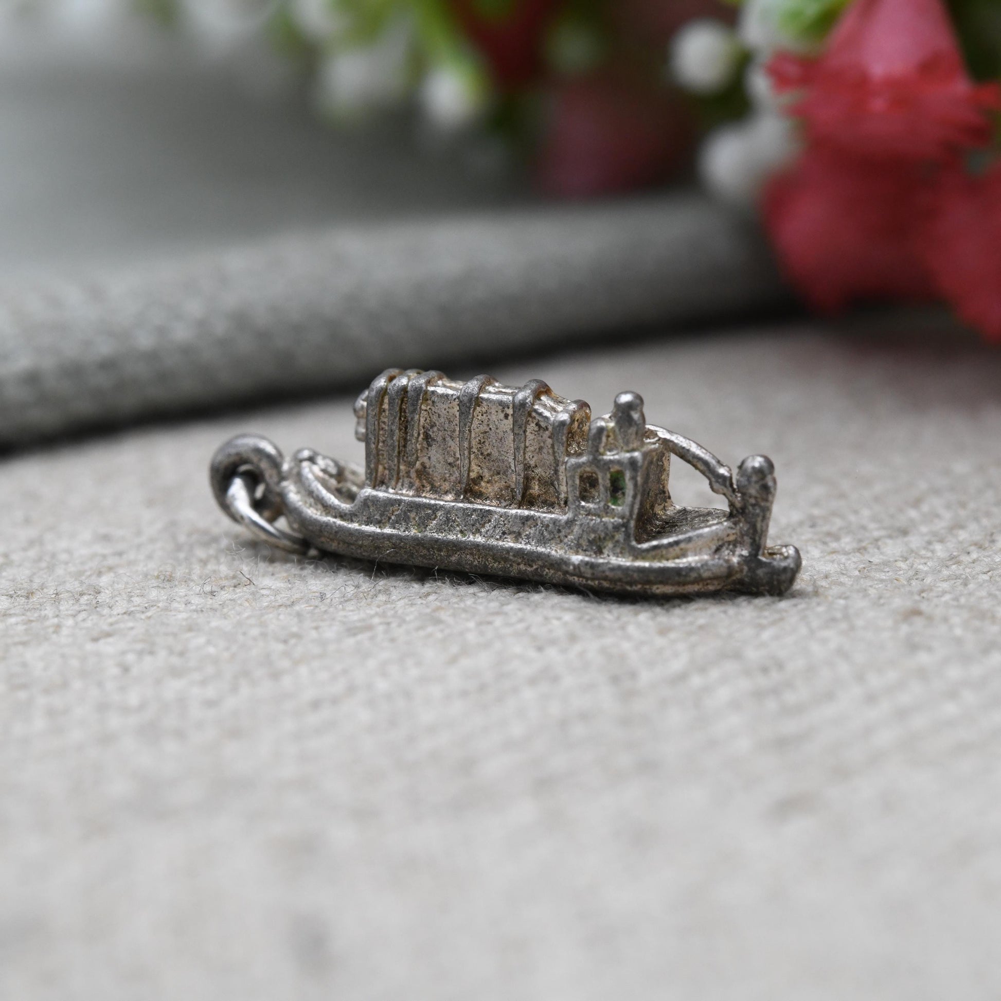 Vintage Silver Barge Charm Pendant - Cute Collectable Narrow Boat | Gift for Charm Bracelet or Charm Necklace