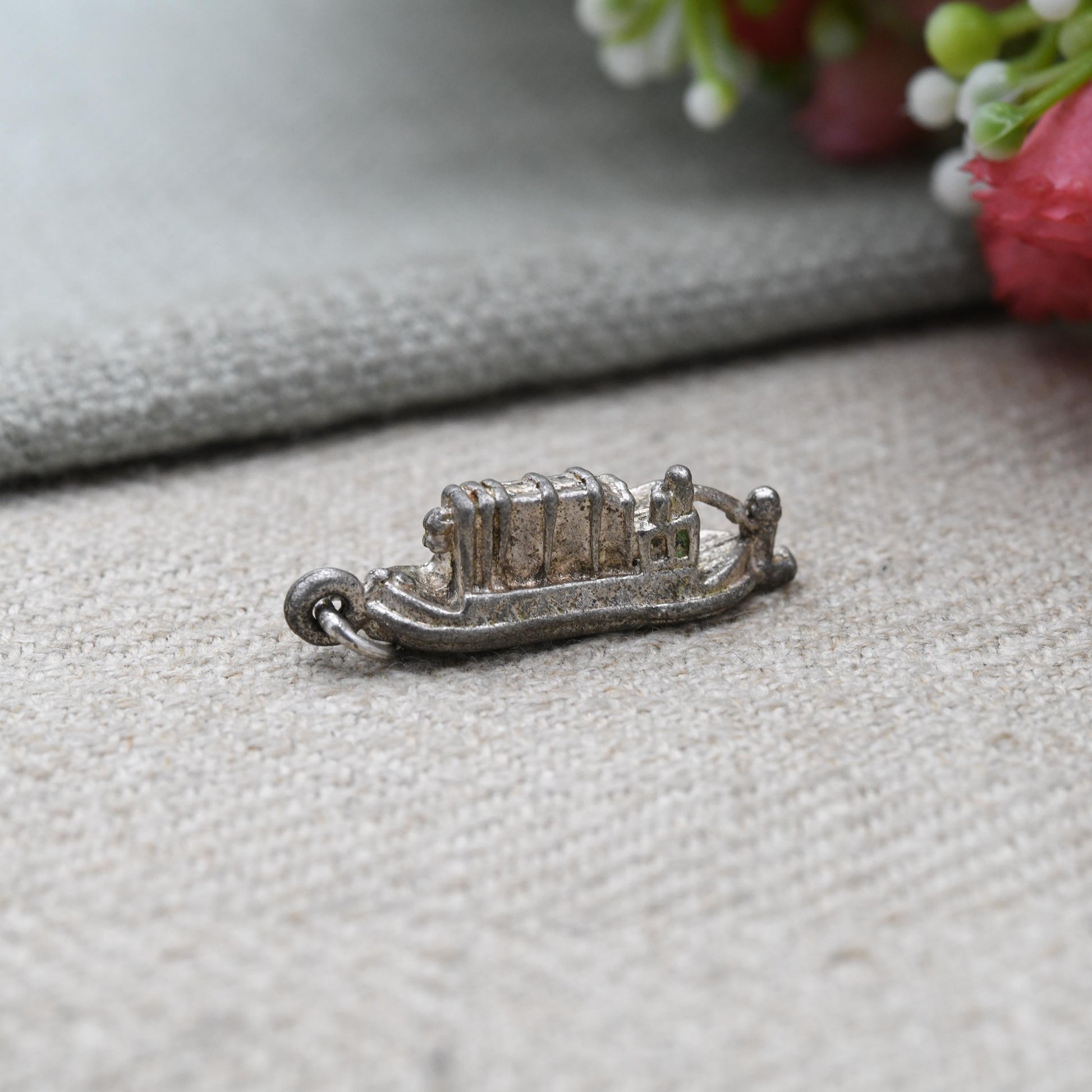 Vintage Silver Barge Charm Pendant - Cute Collectable Narrow Boat | Gift for Charm Bracelet or Charm Necklace