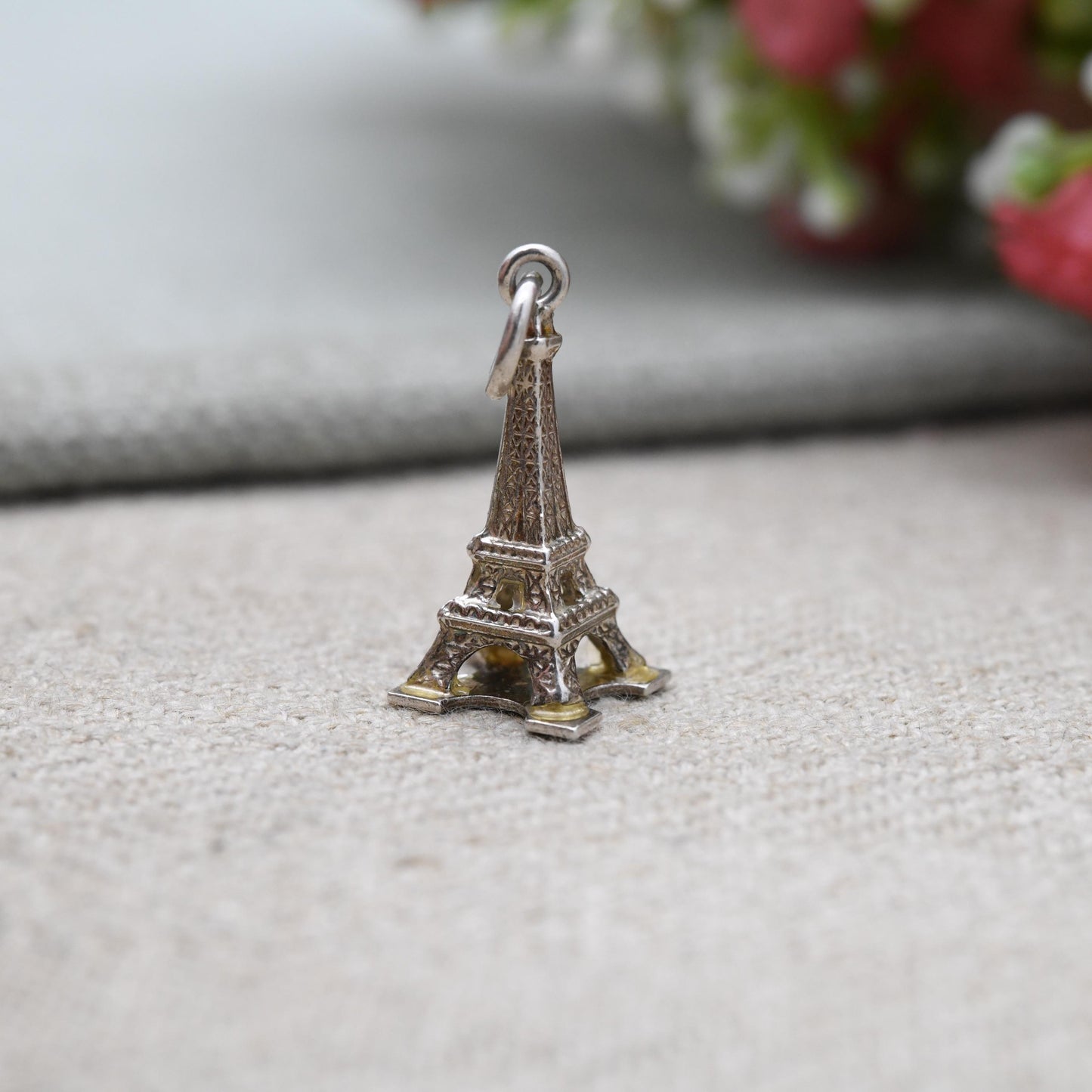 Vintage Sterling Silver Eiffel Tower Charm Pendant - Paris | France | French Travel Souvenir Gift for Charm Bracelet