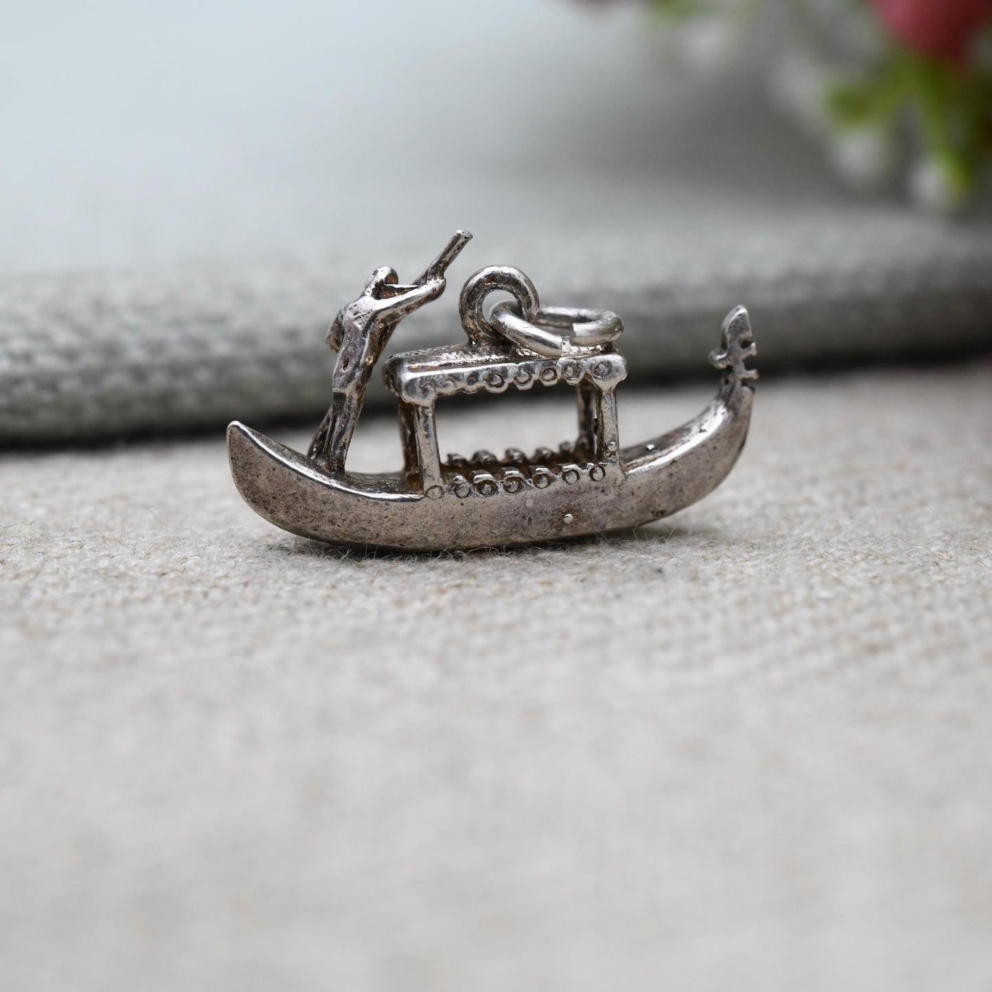 Vintage Silver Venetian Gondola Charm Pendant - Venice Souvenir | Little Boat | Gift for Charm Bracelet