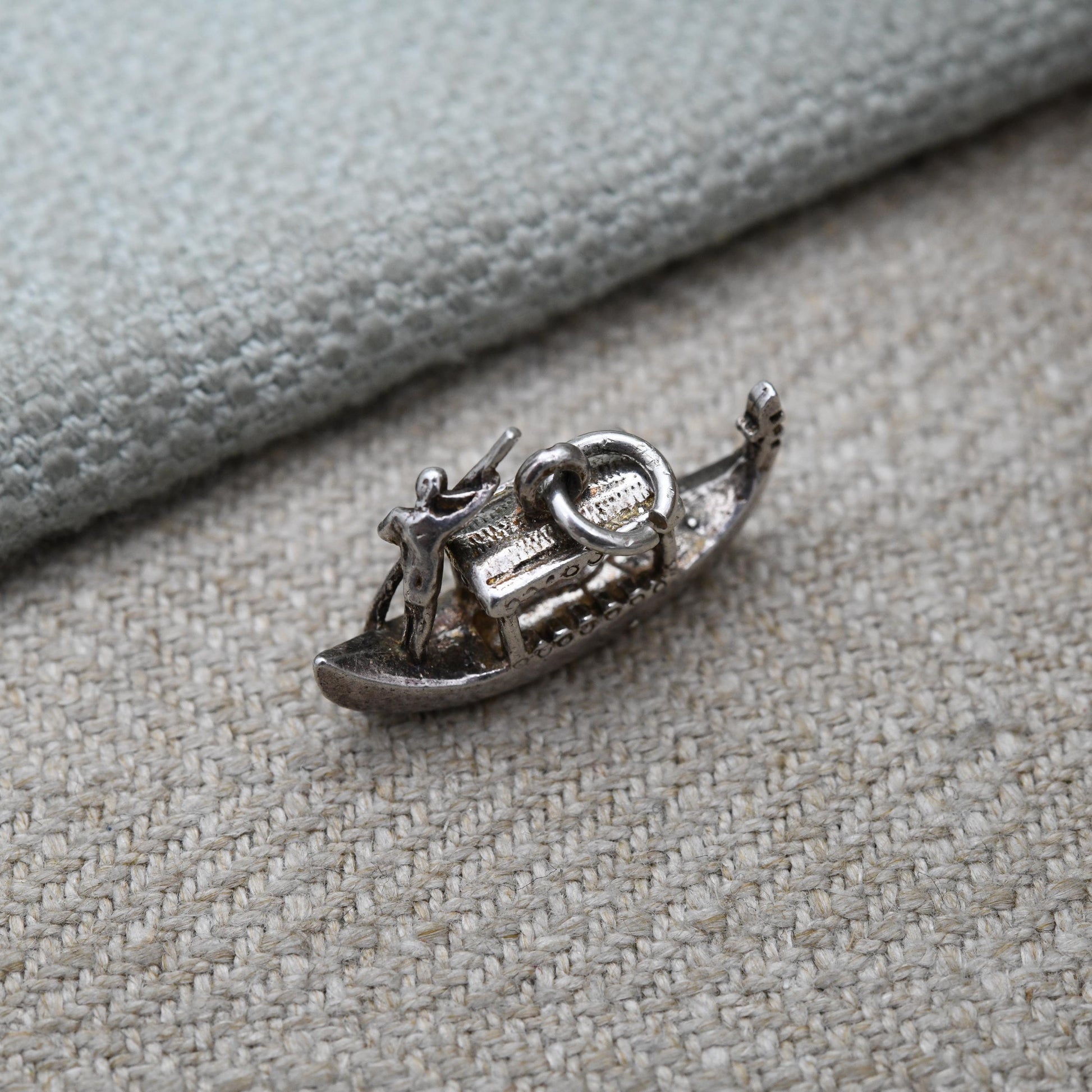 Vintage Silver Venetian Gondola Charm Pendant - Venice Souvenir | Little Boat | Gift for Charm Bracelet