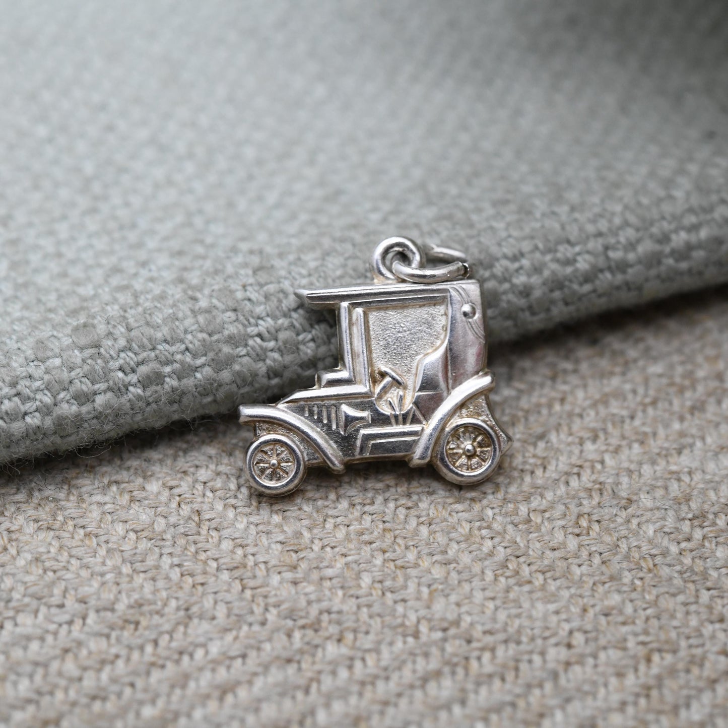 Vintage Sterling Silver Old Car Charm Pendant - Vintage Car Charm | Scandinavian Silver | Gift for Charm Bracelet