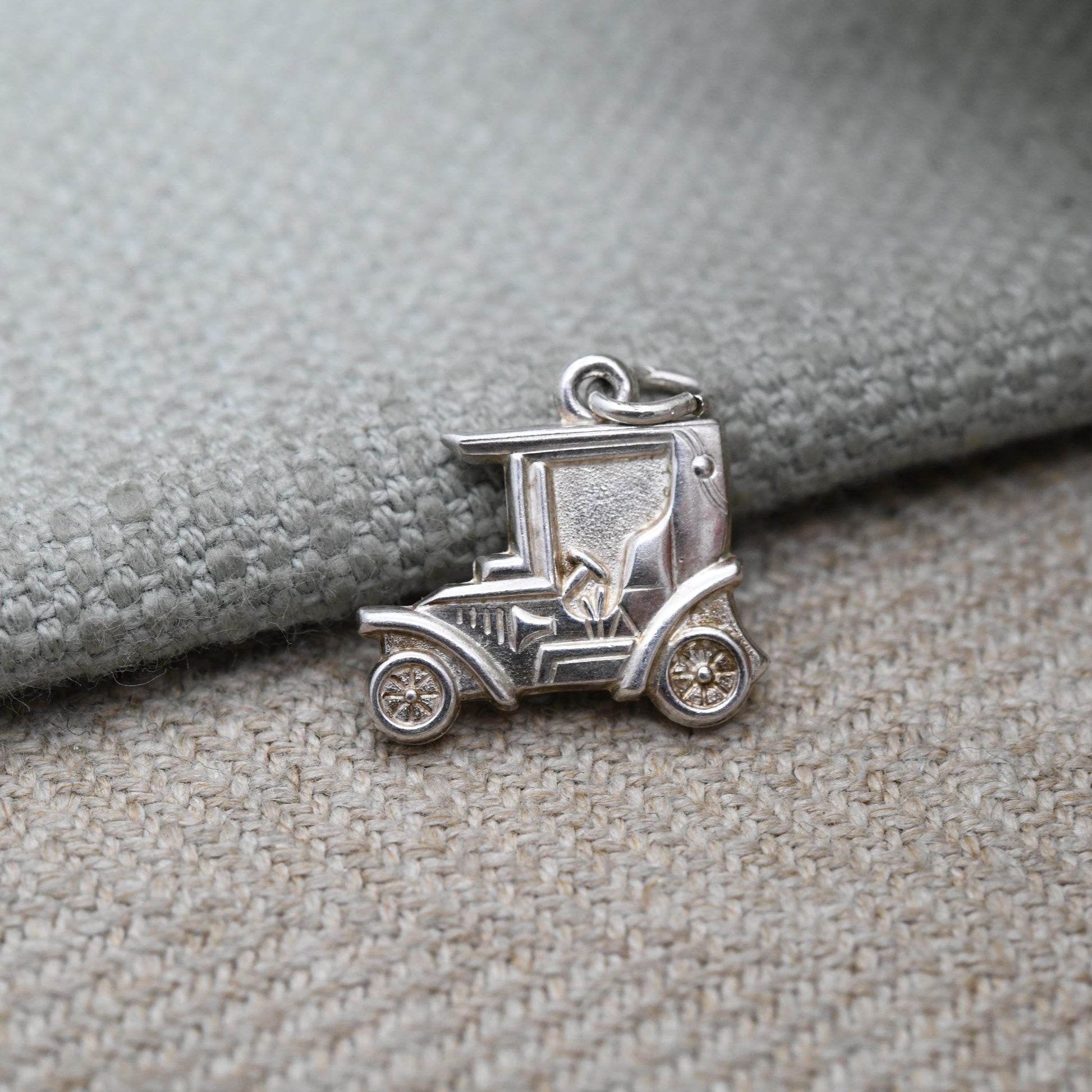 Vintage Sterling Silver Old Car Charm Pendant - Vintage Car Charm | Scandinavian Silver | Gift for Charm Bracelet