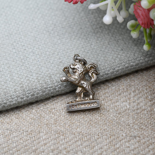 Vintage 800 Silver Luxembourg Lion Charm Pendant - European Travel Charm | Luxembourg City | Souvenir Gift for Charm Bracelet
