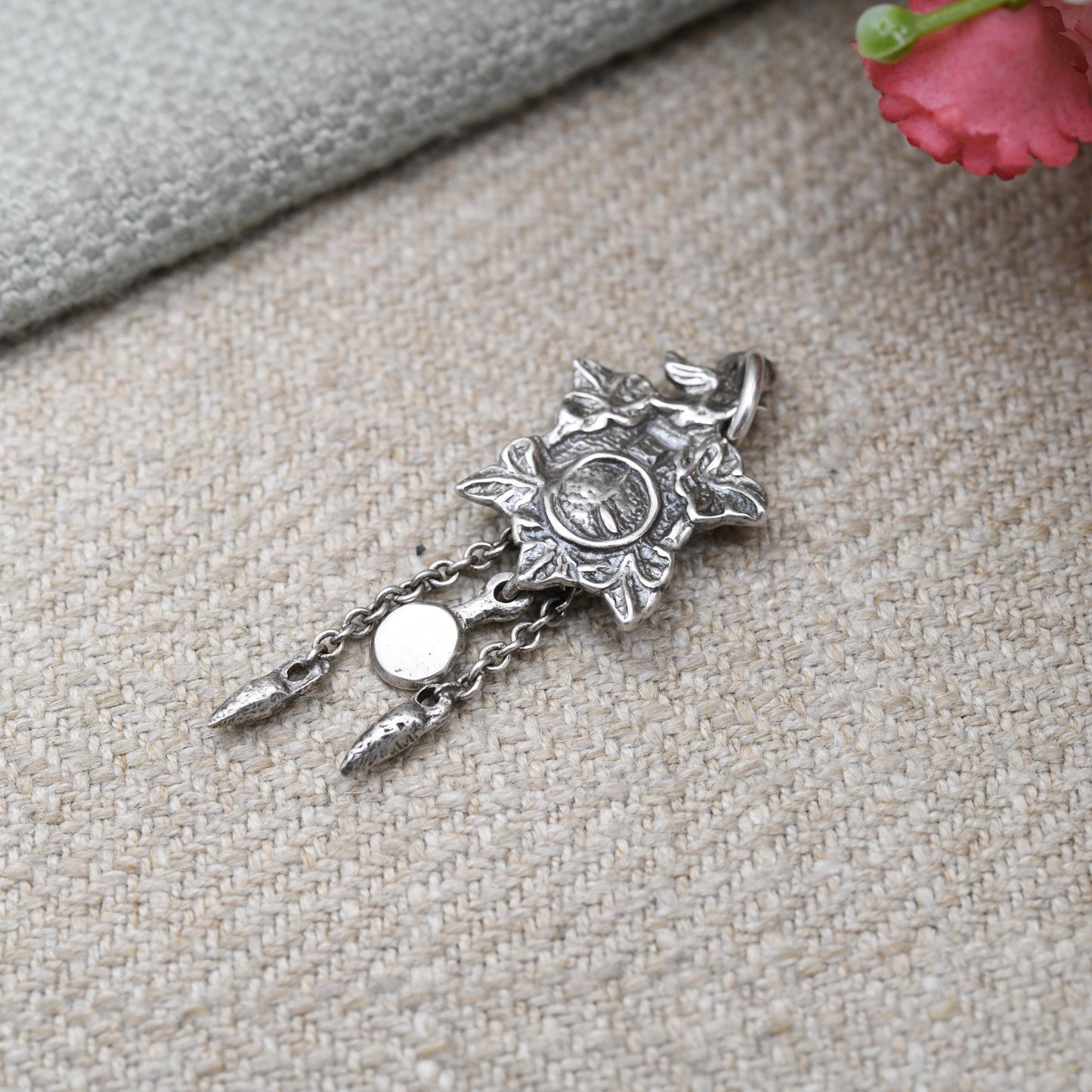 Vintage Sterling Silver Pendulum Clock Charm Pendant - Clock | Big Clock | Ornate Clock | Gift for Charm Bracelet