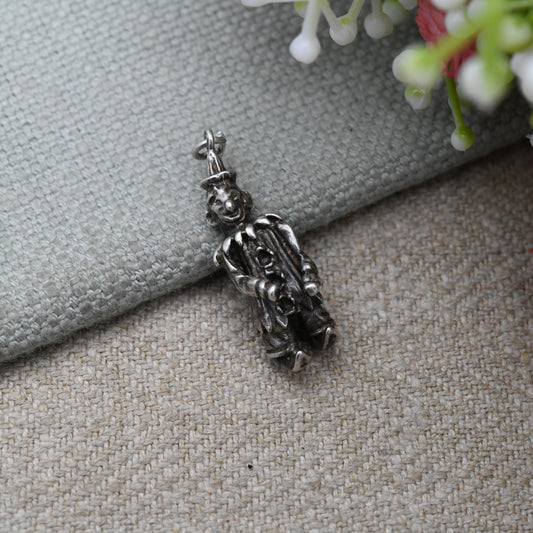 Vintage Sterling Silver Clown Pendant - Circus Charm | Unusual Silver Jewellery | Gift for Charm Bracelet Necklace