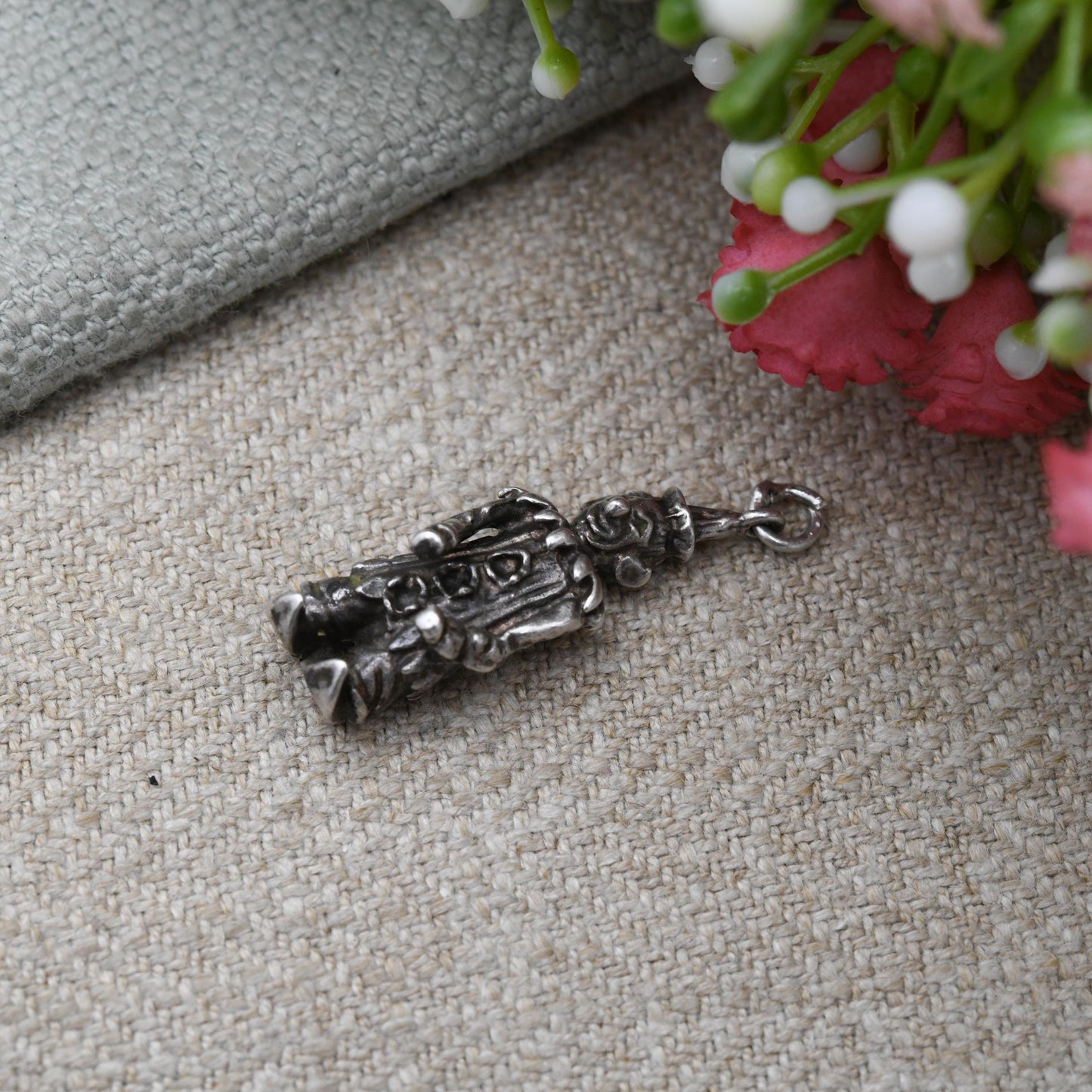 Vintage Sterling Silver Clown Pendant - Circus Charm | Unusual Silver Jewellery | Gift for Charm Bracelet Necklace