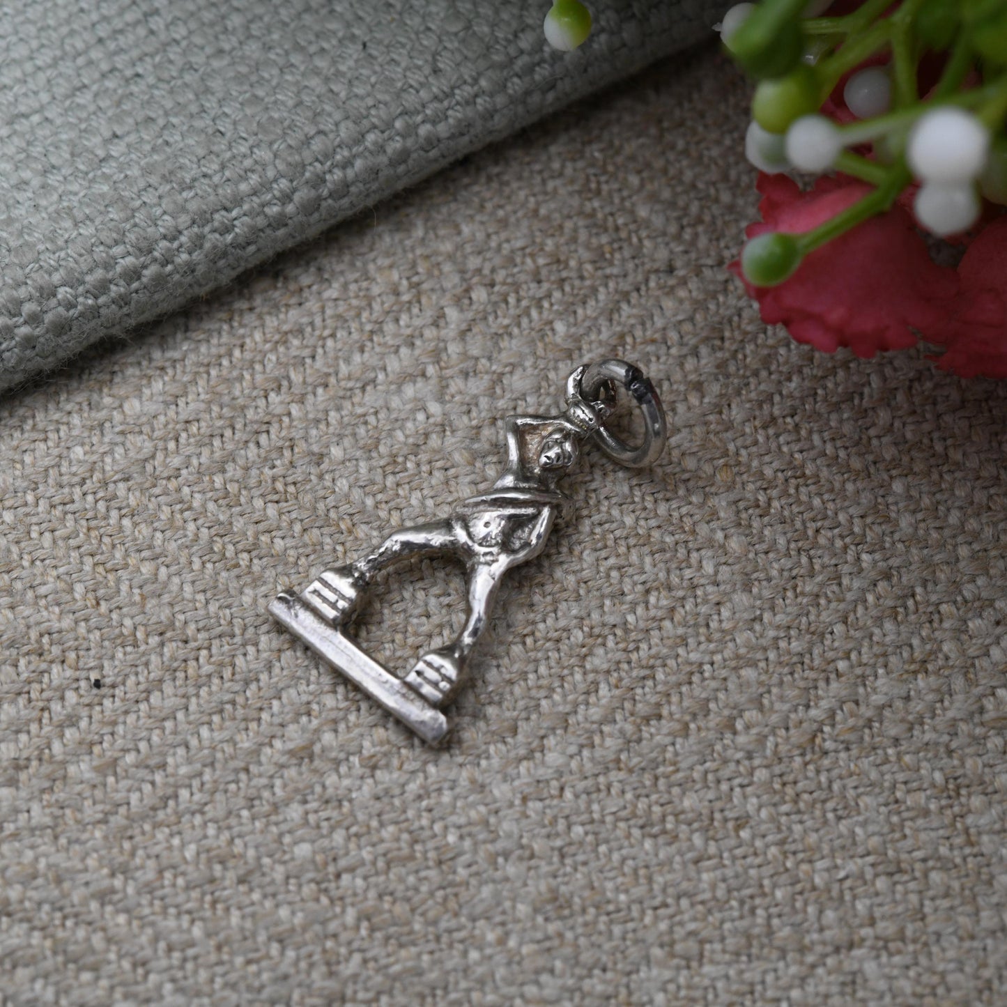 Vintage 800 Silver Man Charm Pendant - Standing Figure Statue | Souvenir Gift for Charm Bracelet