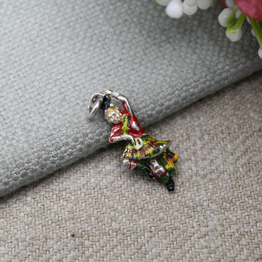 Vintage Sterling Silver and Enamel Scottish Dancer Charm Pendant - Scotland | Great Highland Dancing | Souvenir Gift for Charm Bracelet