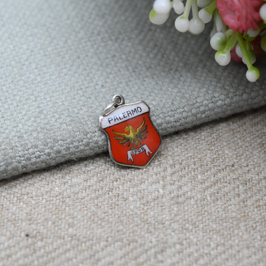 Vintage 830. Silver Palermo Charm Pendant - Sicily Italy | Scandinavian Silver | Europe | Souvenir Gift for Charm Bracelet