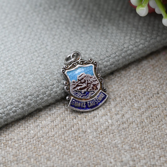 Vintage Sterling Silver Enamel Giants Causeway Souvenir Shield Charm Pendant - Ireland | Tourist | Souvenir Gift for Charm Bracelet