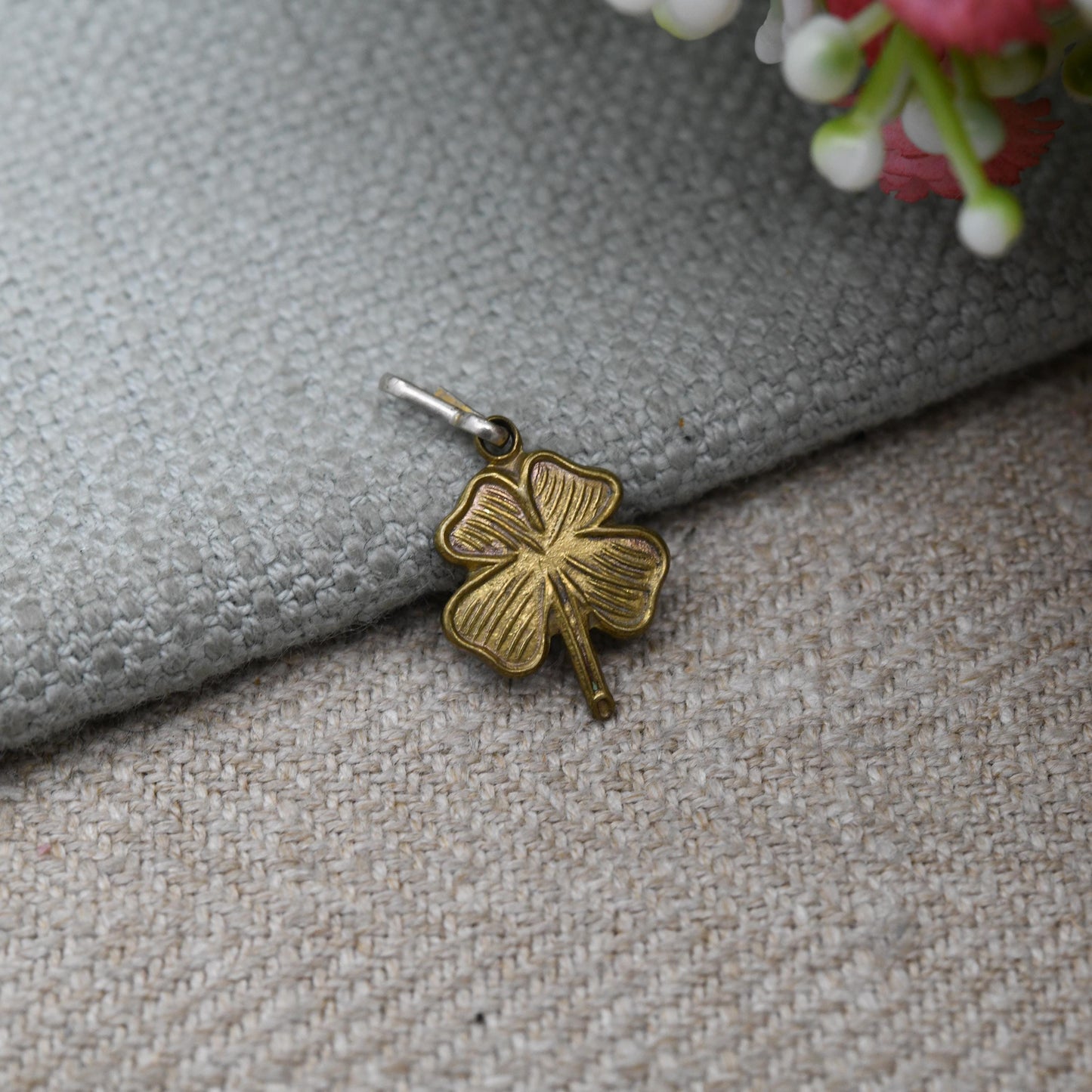 Antique Shamrock Charm Pendant 1910s - Four Leaf Clover | Irish | Ireland | Gift for Charm Bracelet