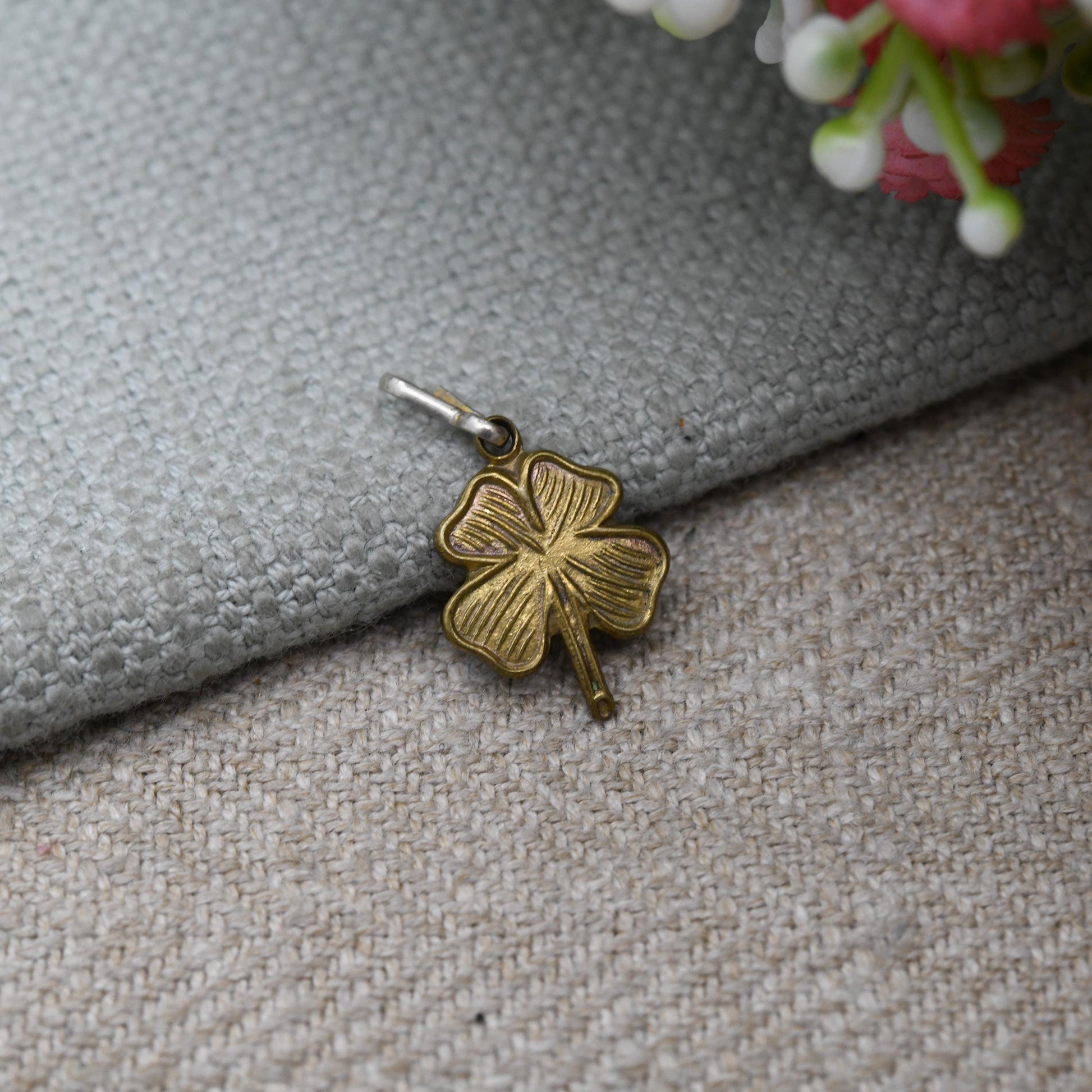 Antique Shamrock Charm Pendant 1910s - Four Leaf Clover | Irish | Ireland | Gift for Charm Bracelet