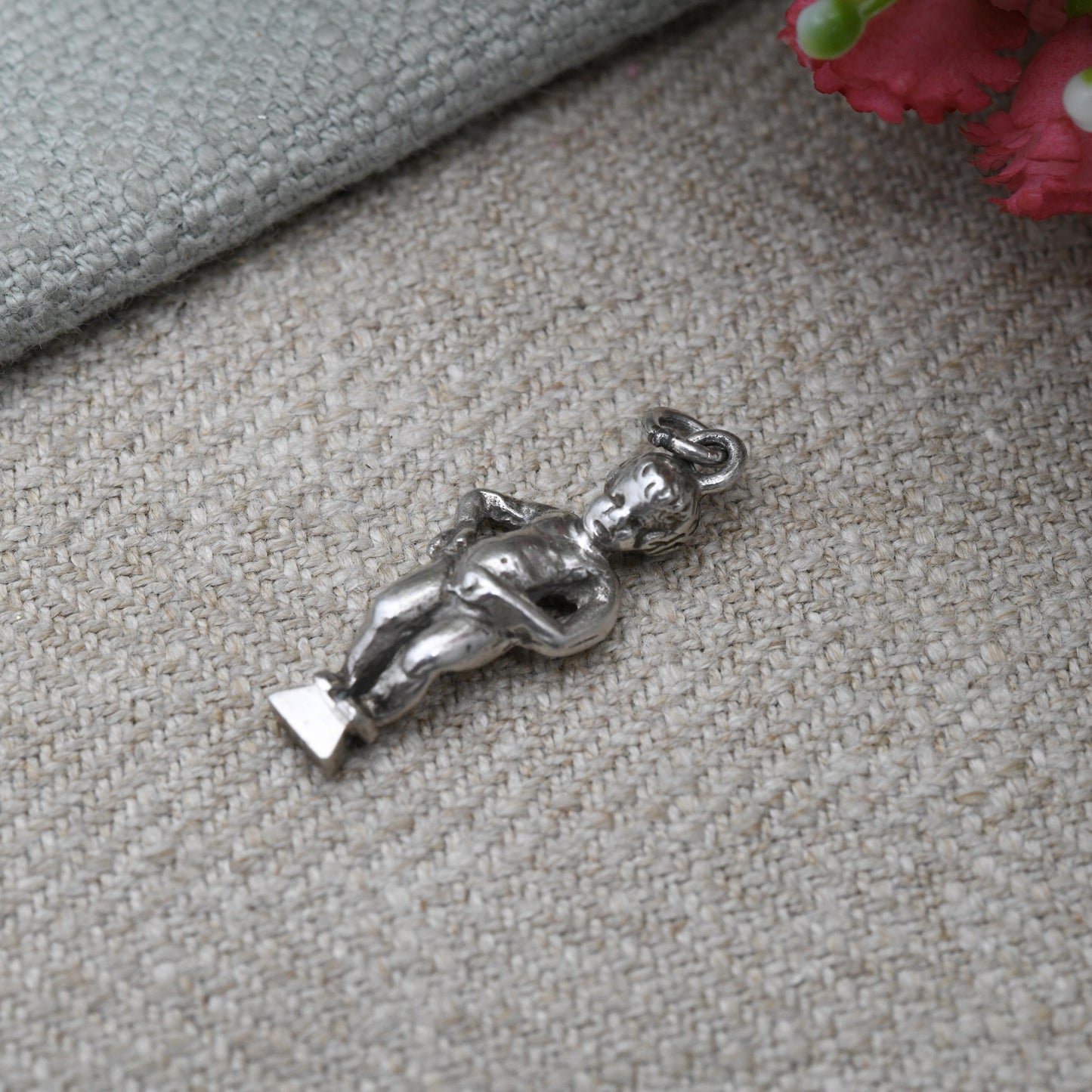 Vintage 800 Silver Manneken Pis Souvenir Charm Pendant - Petite Julian | Brussels | Belgian Tourist Charm | Souvenir Gift for Charm Bracelet