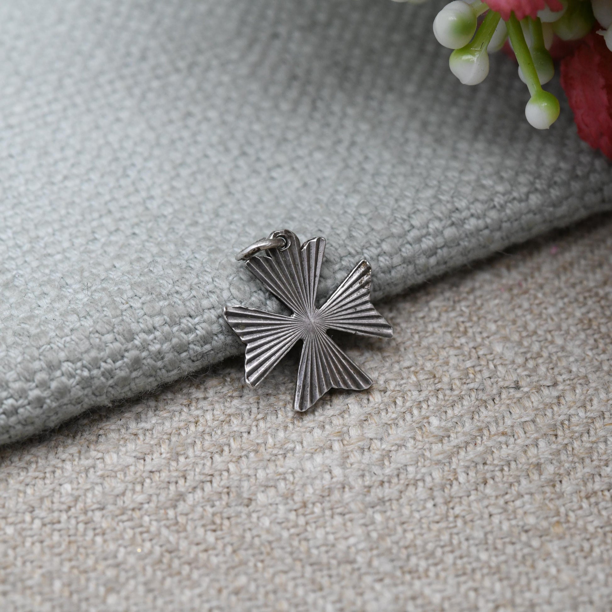 Vintage Sterling Silver Maltese Cross Pendant - Textured Arrow Cross | Malta | Christian Gift for Charm Necklace Stack