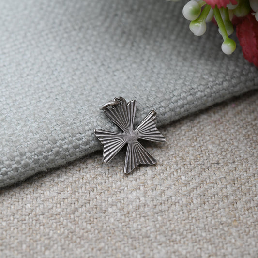 Vintage Sterling Silver Maltese Cross Pendant - Textured Arrow Cross | Malta | Christian Gift for Charm Necklace Stack