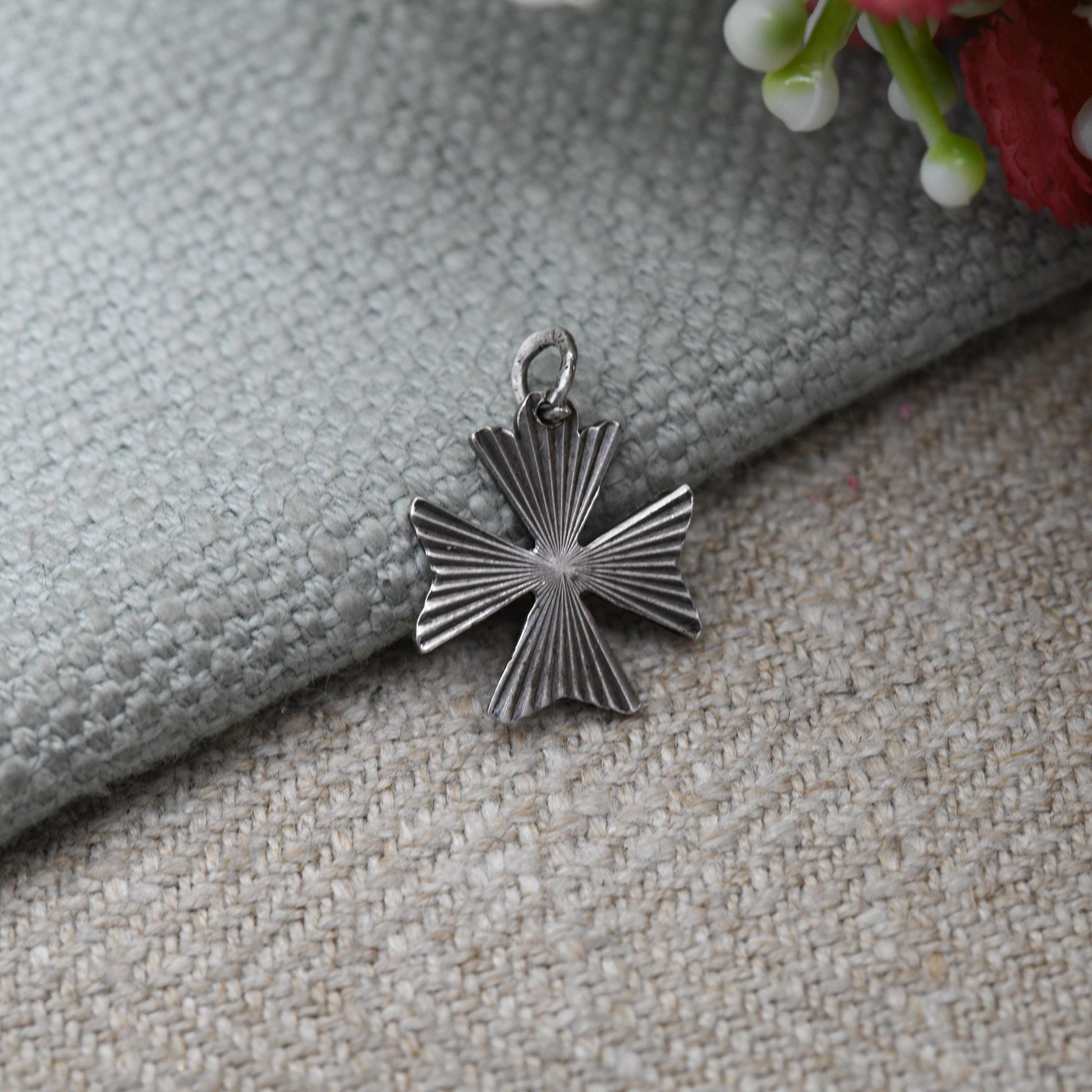 Vintage Sterling Silver Maltese Cross Pendant - Textured Arrow Cross | Malta | Christian Gift for Charm Necklace Stack