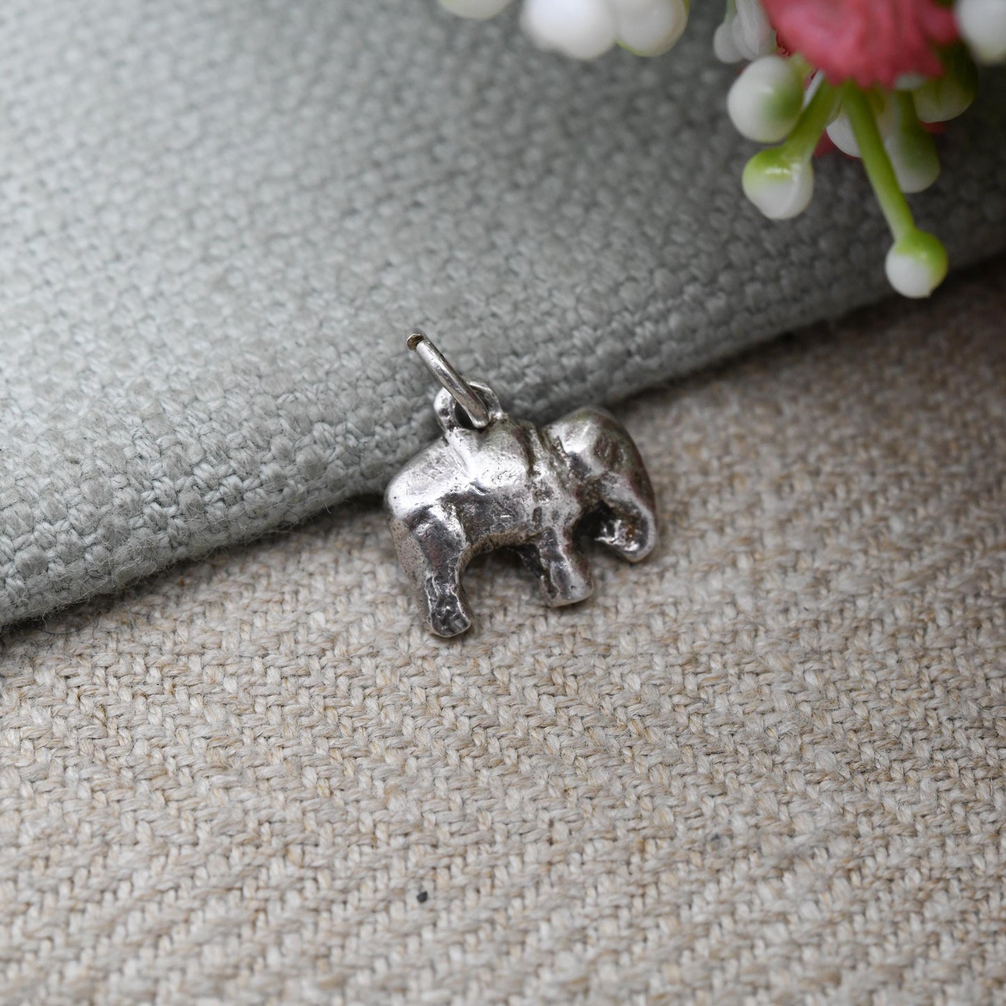 Vintage Sterling Silver Elephant Charm Pendant - Small Cute Animal | Nature Lover Gift | Indian Elephant | Gift for Charm Bracelet