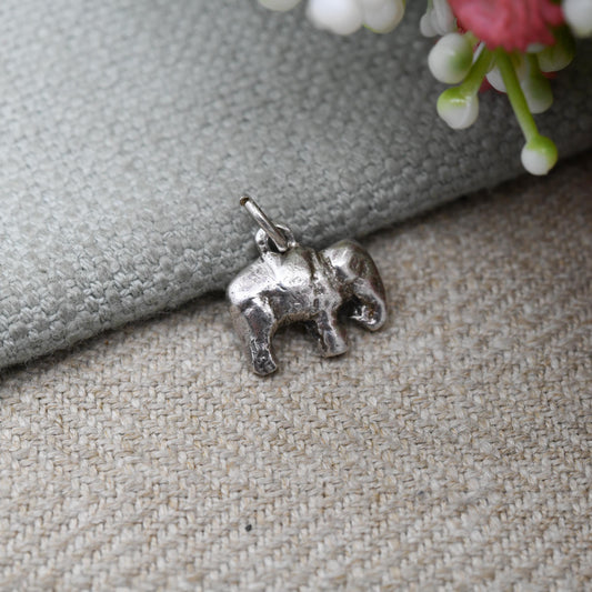 Vintage Sterling Silver Elephant Charm Pendant - Small Cute Animal | Nature Lover Gift | Indian Elephant | Gift for Charm Bracelet