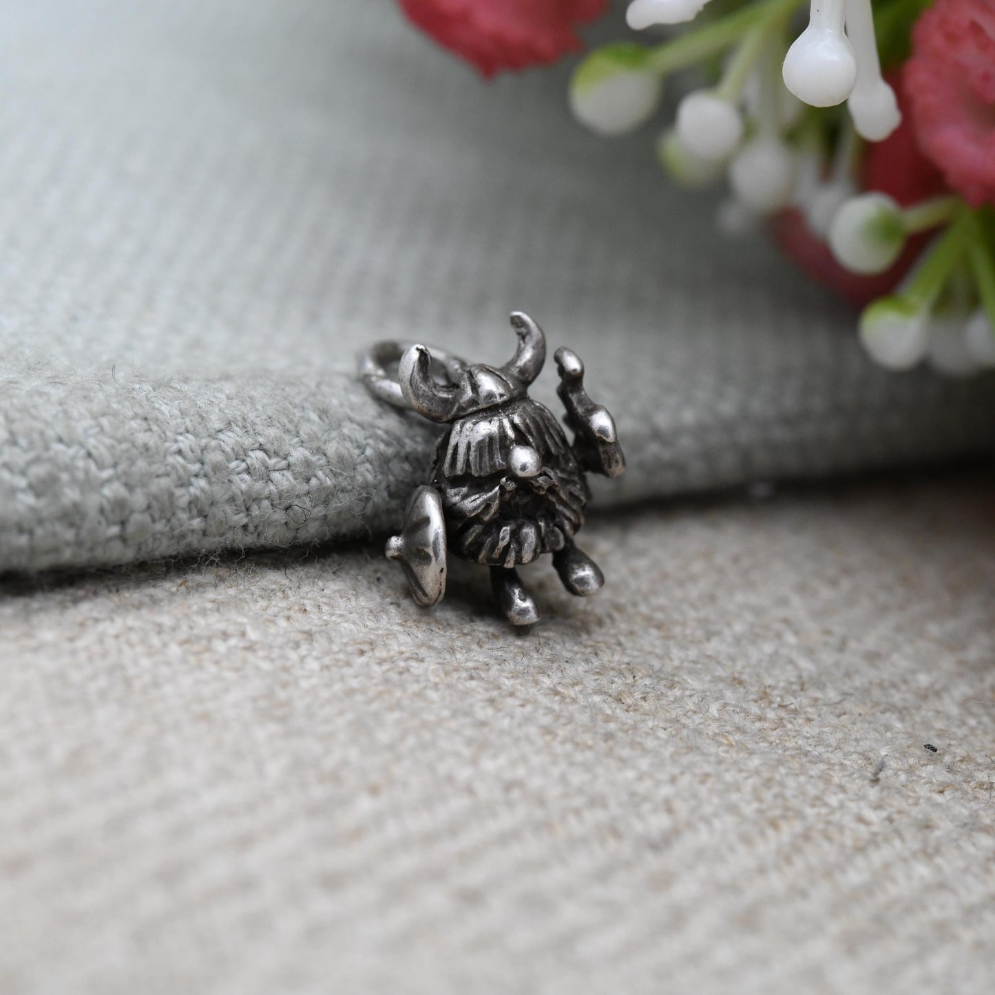 Vintage Sterling Silver Little Moving Viking Man Charm Pendant - Vikings | Small | Celt | Norseman | Souvenir Gift for Charm Bracelet
