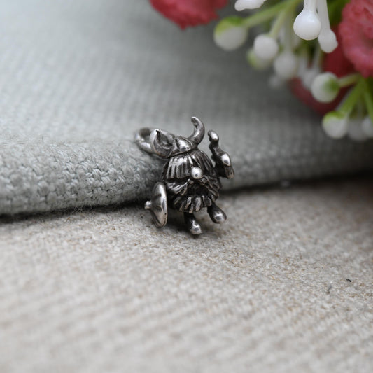 Vintage Sterling Silver Little Moving Viking Man Charm Pendant - Vikings | Small | Celt | Norseman | Souvenir Gift for Charm Bracelet