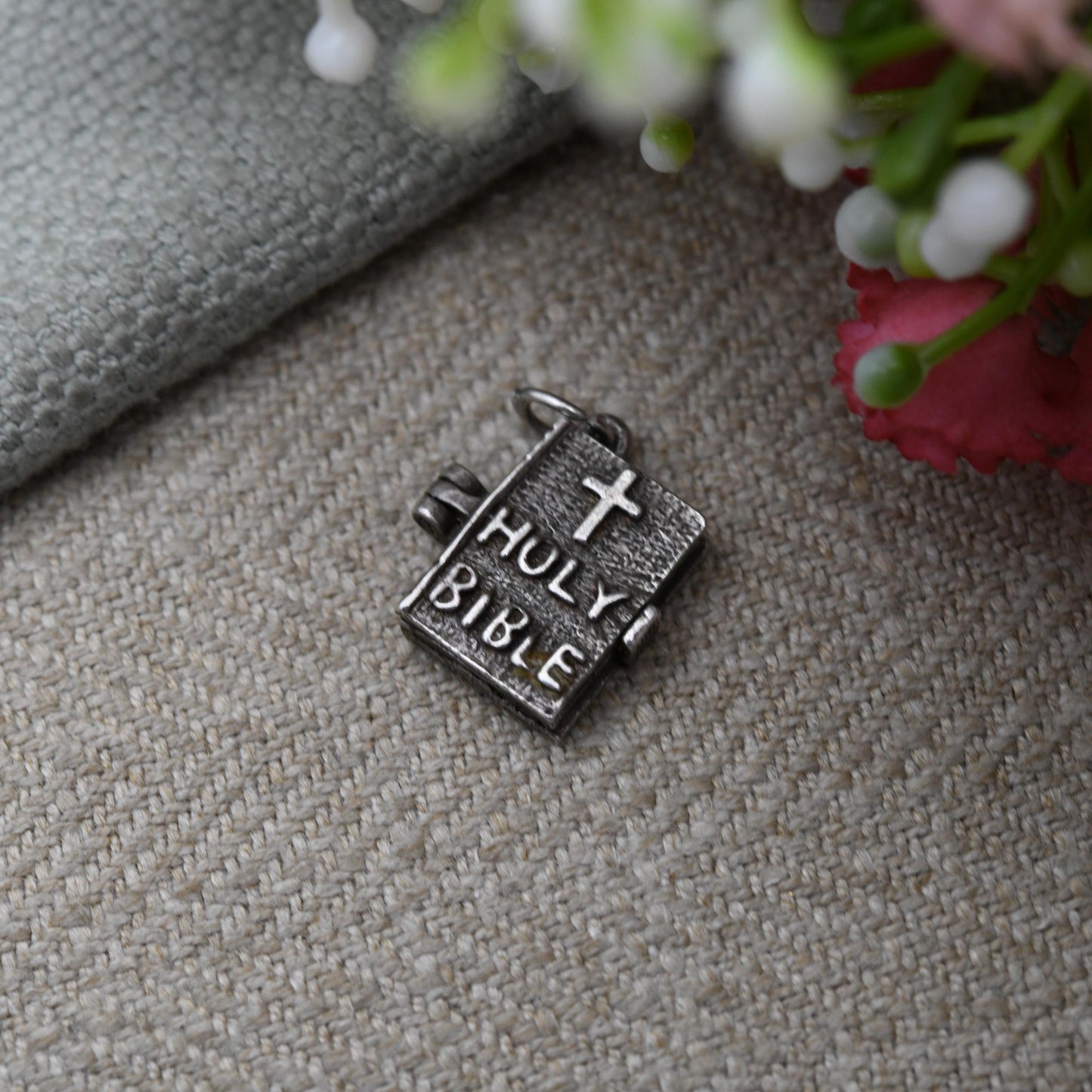 Vintage Sterling Silver Bible Opening Charm Pendant - The Lord's Prayer | Religion | Book | Gift for Charm Bracelet Necklace Stack