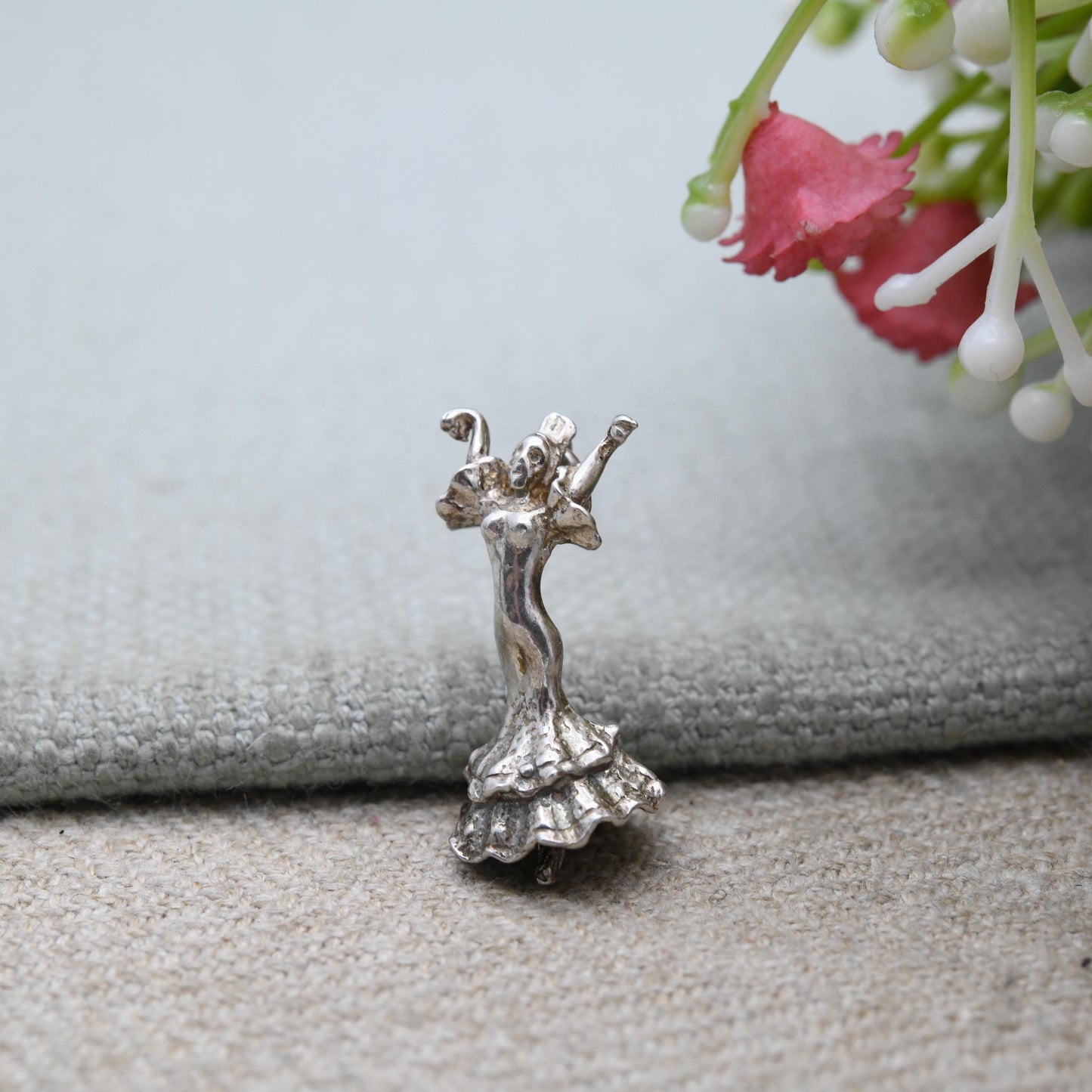 Vintage Sterling Silver Latin Dancer Pendant - Dancing Girl | Pasodoble Tango | Gift for Charm Bracelet