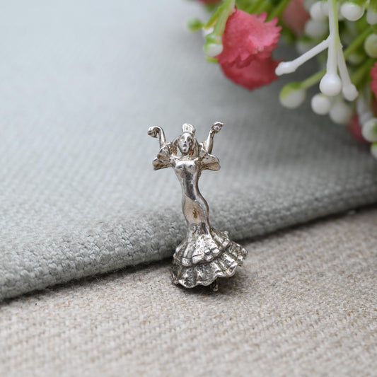 Vintage Sterling Silver Latin Dancer Pendant - Dancing Girl | Pasodoble Tango | Gift for Charm Bracelet