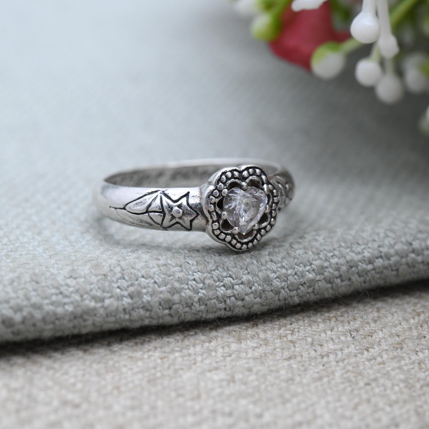 Sterling Silver Posy Ring - Ever Mine, Ever Thine, Ever For Each Other | Hidden Secret Message Band | Size UK - R 1/2 | US - 9 1/4