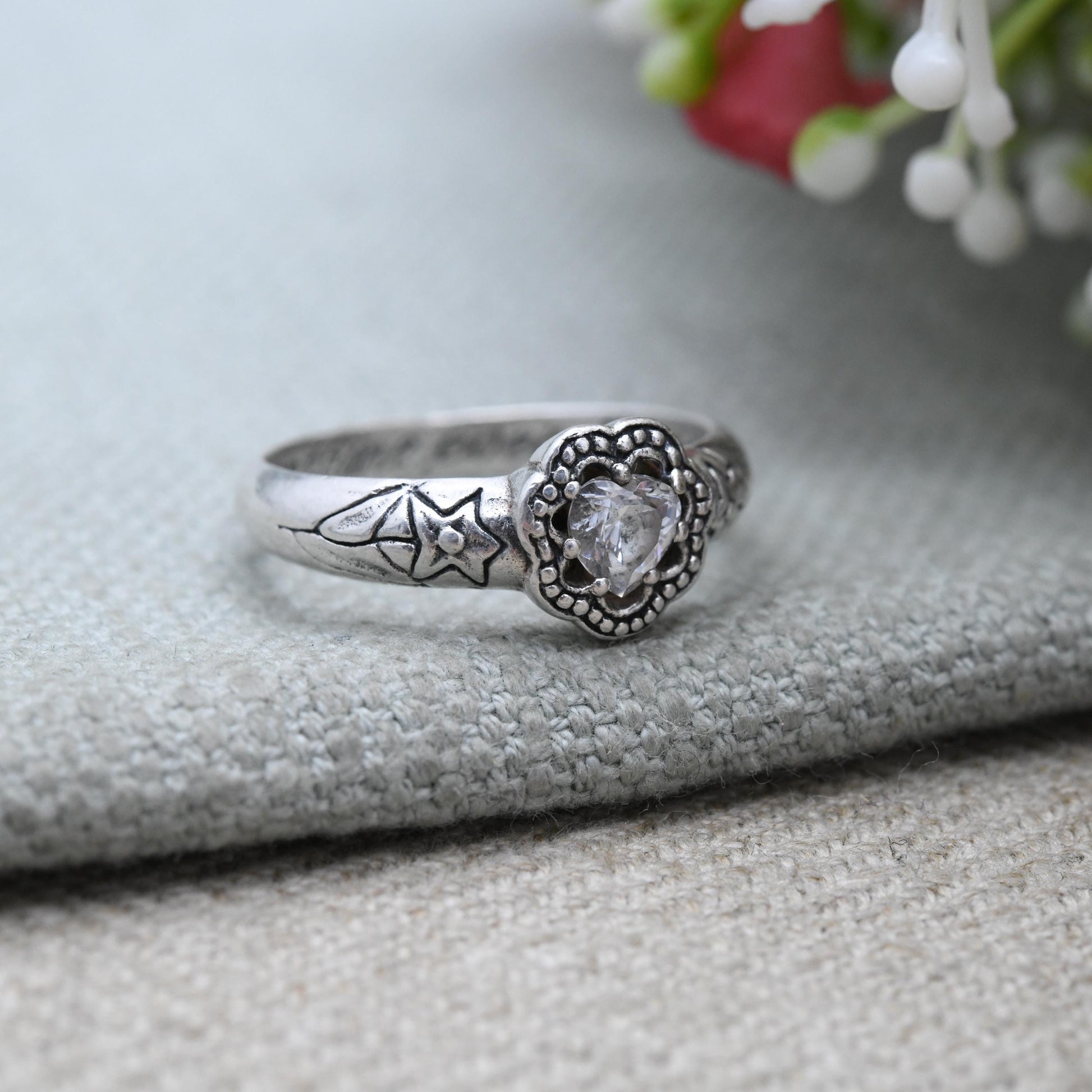 Sterling Silver Posy Ring - Ever Mine, Ever Thine, Ever For Each Other | Hidden Secret Message Band | Size UK - R 1/2 | US - 9 1/4