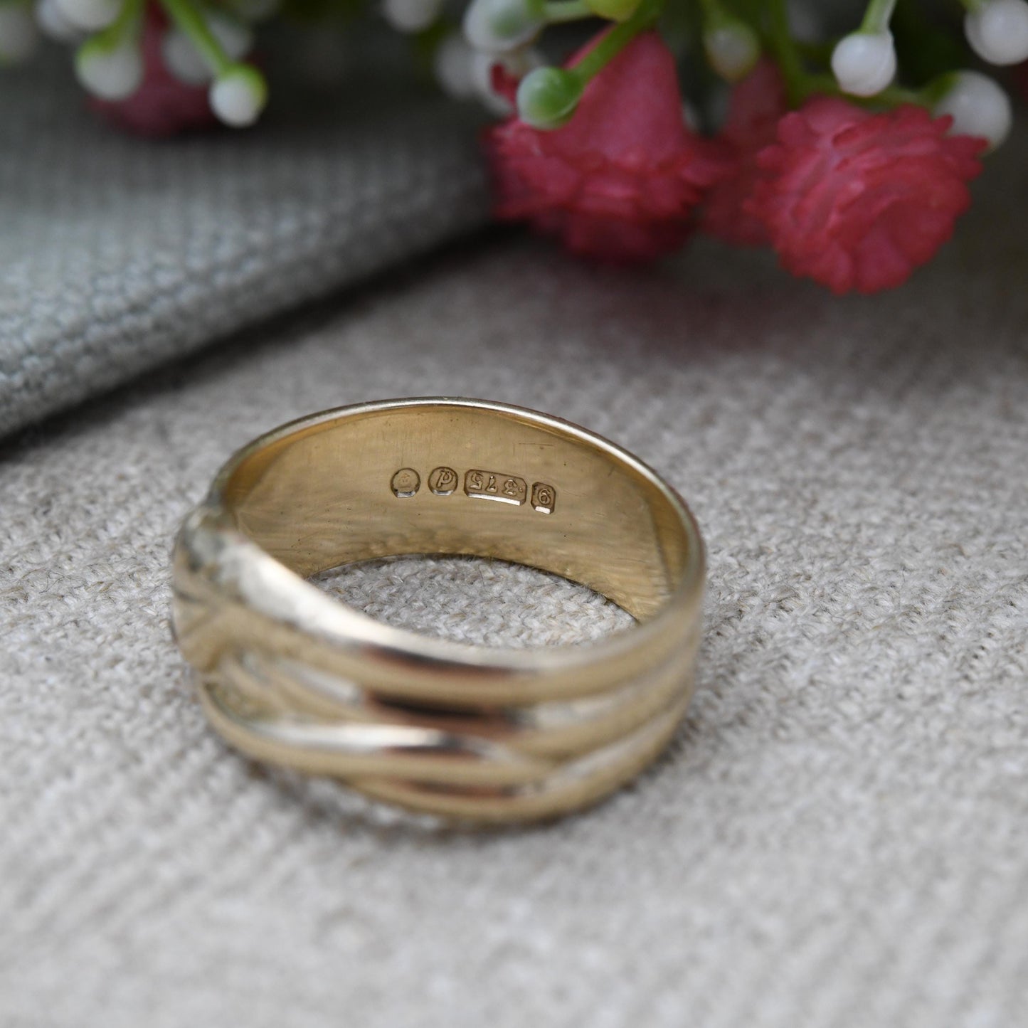 Vintage 9ct Gold Garnet Snake Ring - Victorian Style Snake Band | Garnet Eyes | Unusual Unisex Engagement | UK Size - Q | US Size - 8 1/4