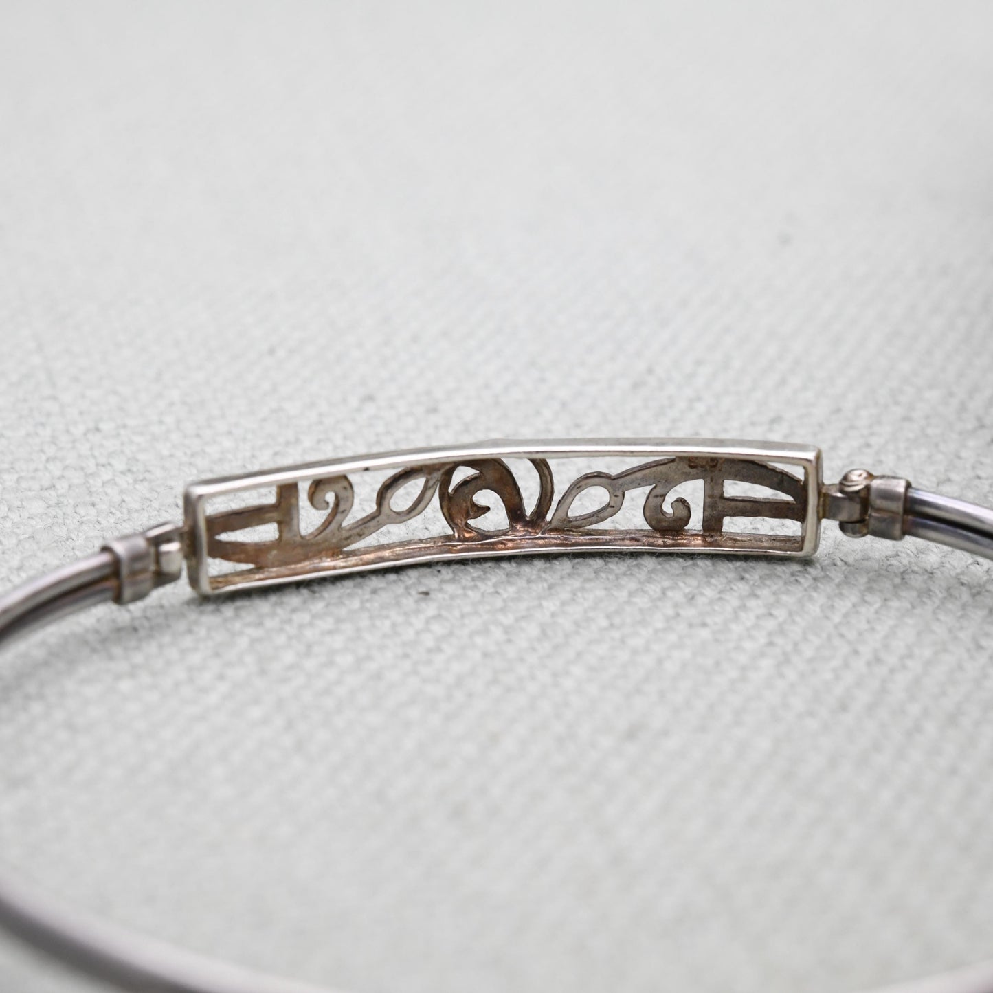 Sterling Silver Celtic Mackintosh Bangle Bracelet – Scottish Design | Hinge Opening | Openwork Art Nouveau Style | Gift for Her