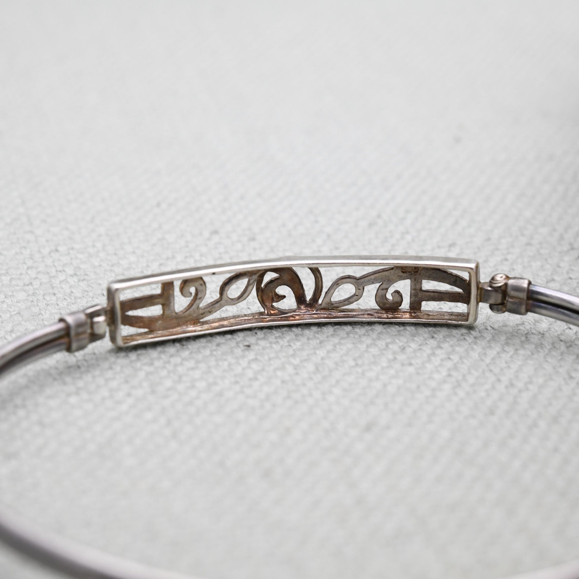 Sterling Silver Celtic Mackintosh Bangle Bracelet – Scottish Design | Hinge Opening | Openwork Art Nouveau Style | Gift for Her